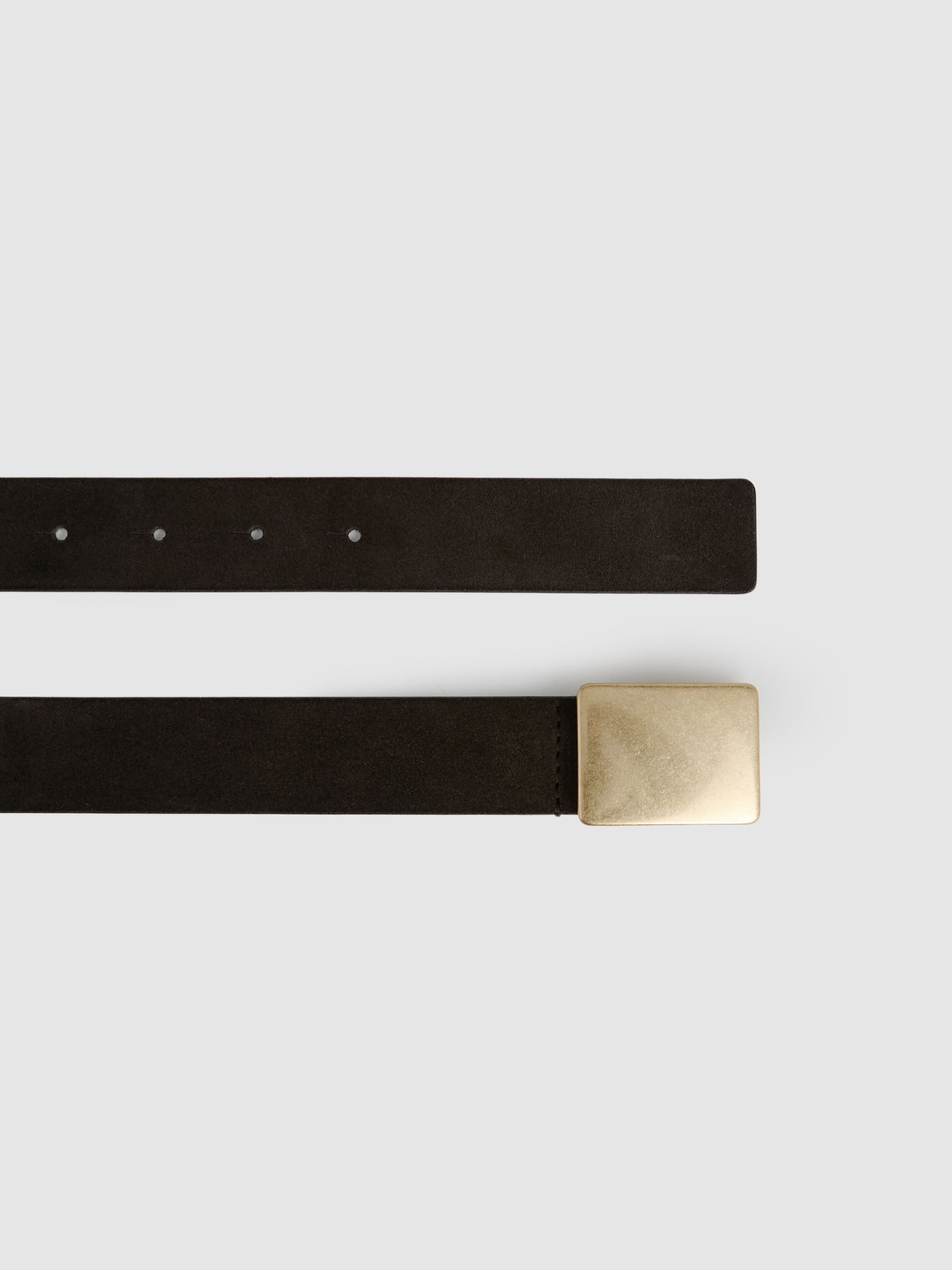 Suede Square-Buckle Belt in Chocolate - Image 3 of 4
