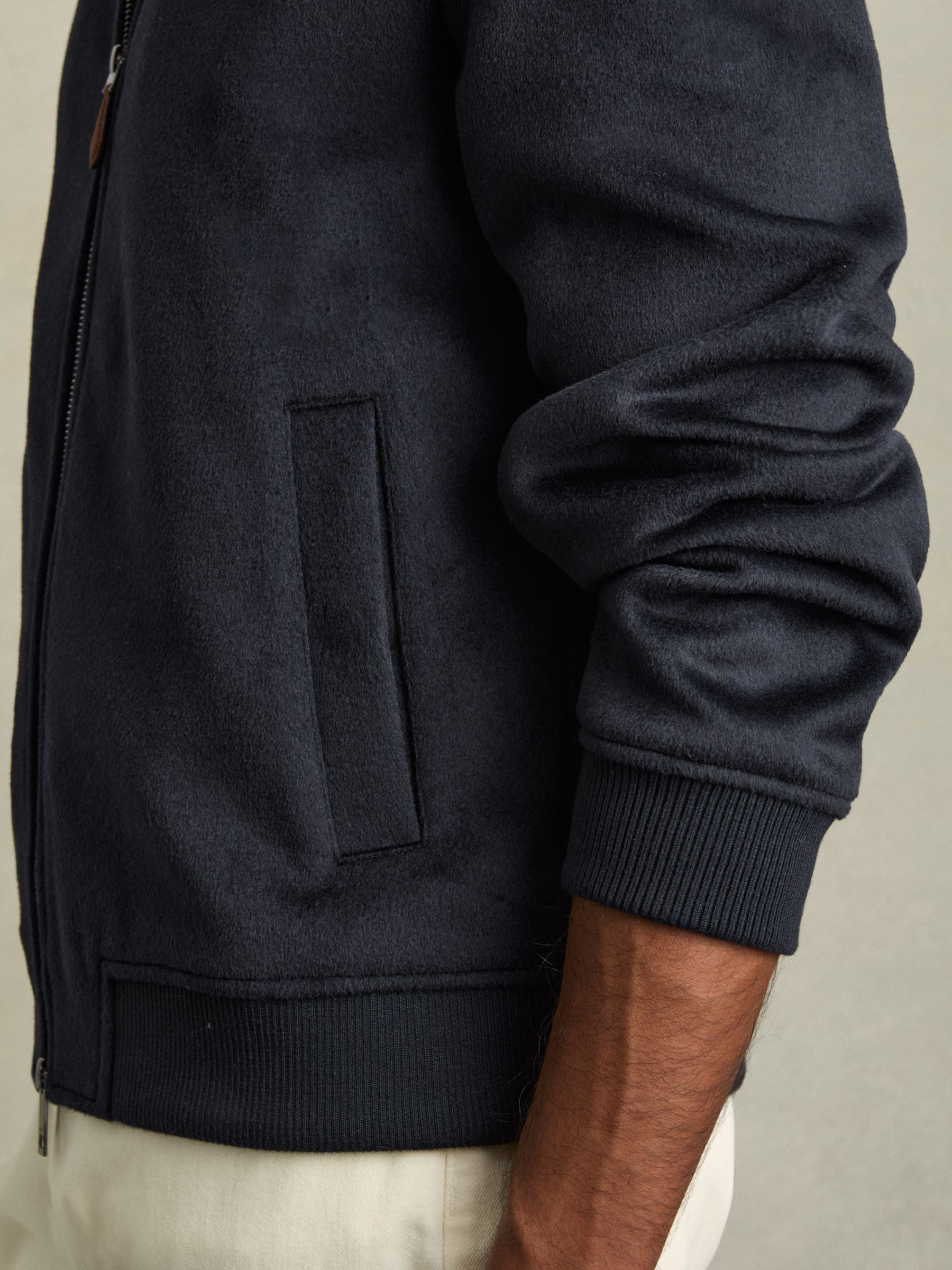 Brushed Wool-Blend Bomber Jacket in Navy - Image 5 of 6