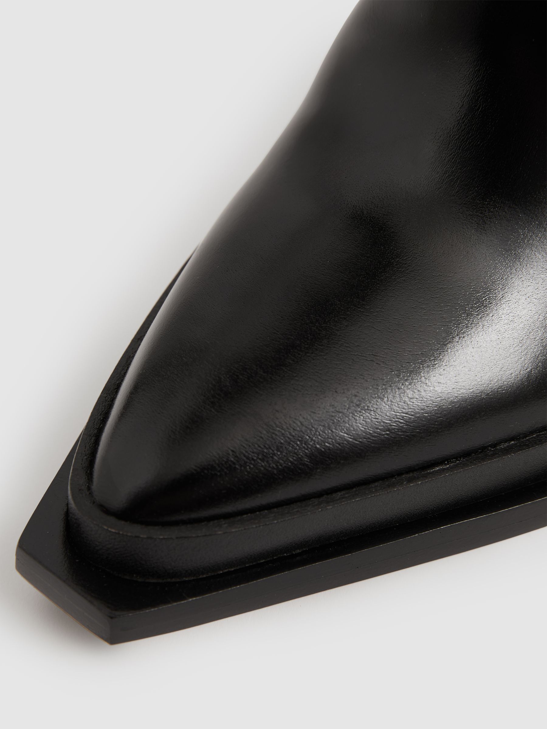 Leather Knee-High Block-Heel Boots in Black - image 3