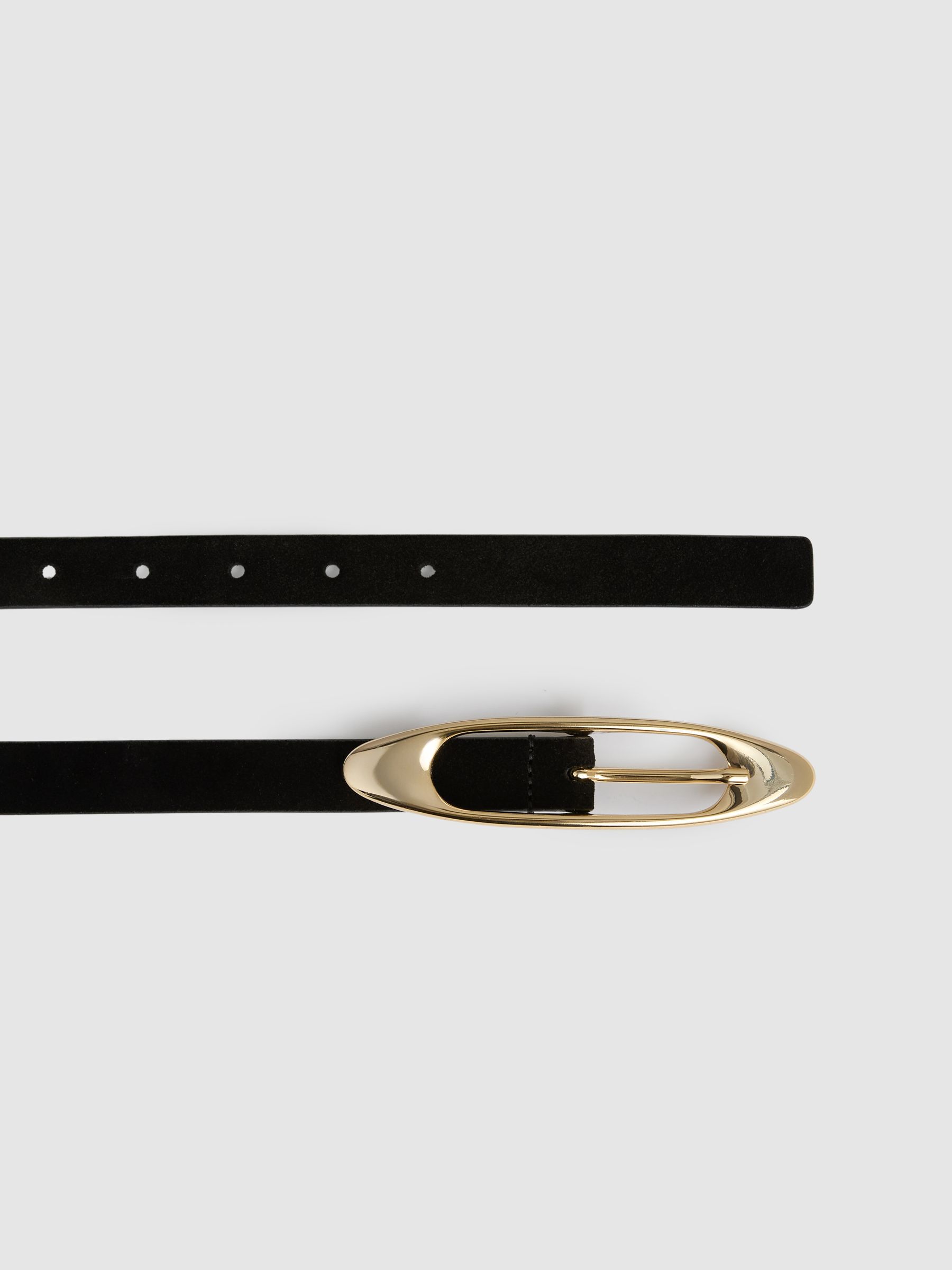 Suede Oval-Buckle Belt in Black - Image 3 of 4