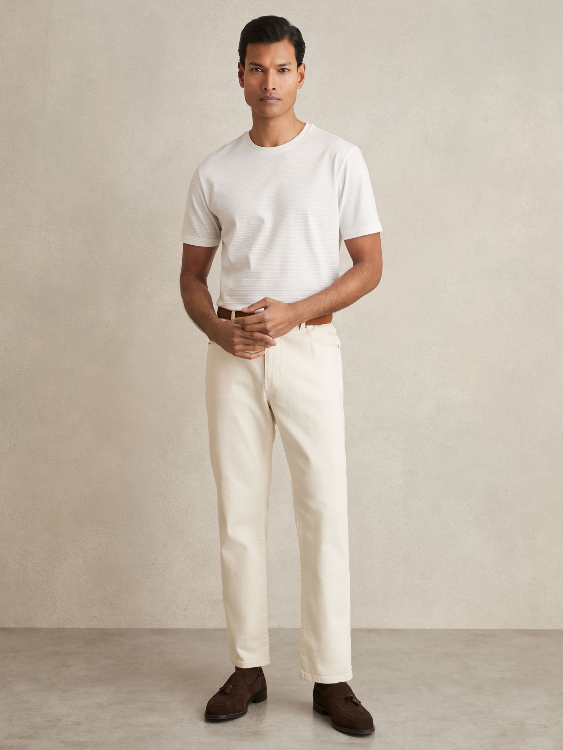 Mercerised-Cotton Ribbed T-Shirt in White - Image 3 of 6