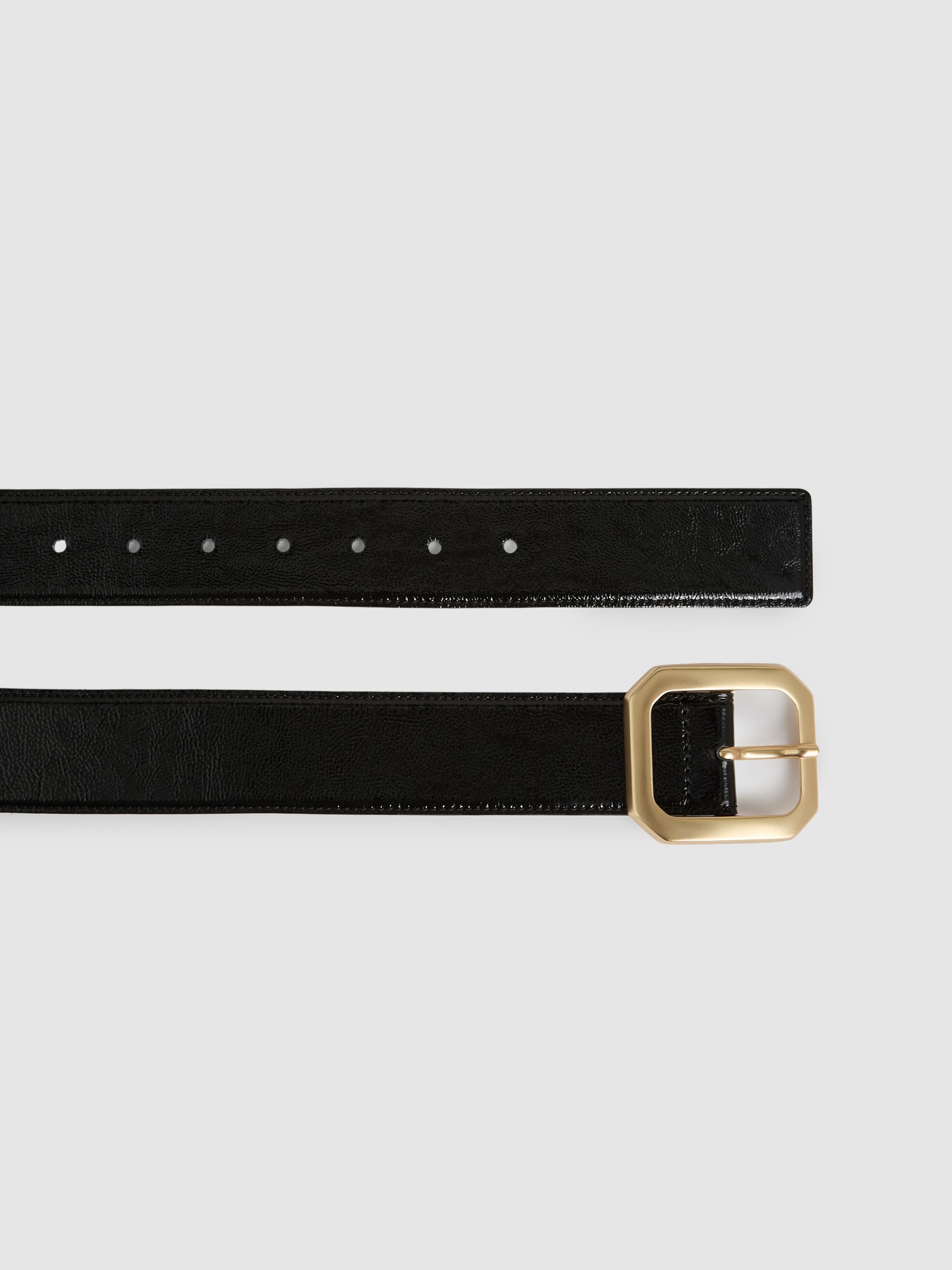 Leather Edged-Buckle Belt in Black - Image 3 of 4