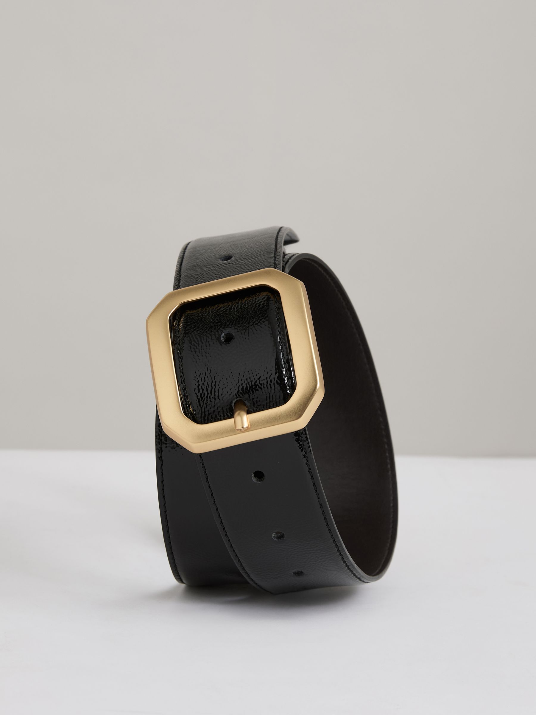 Leather Edged-Buckle Belt in Black - Image 4 of 4
