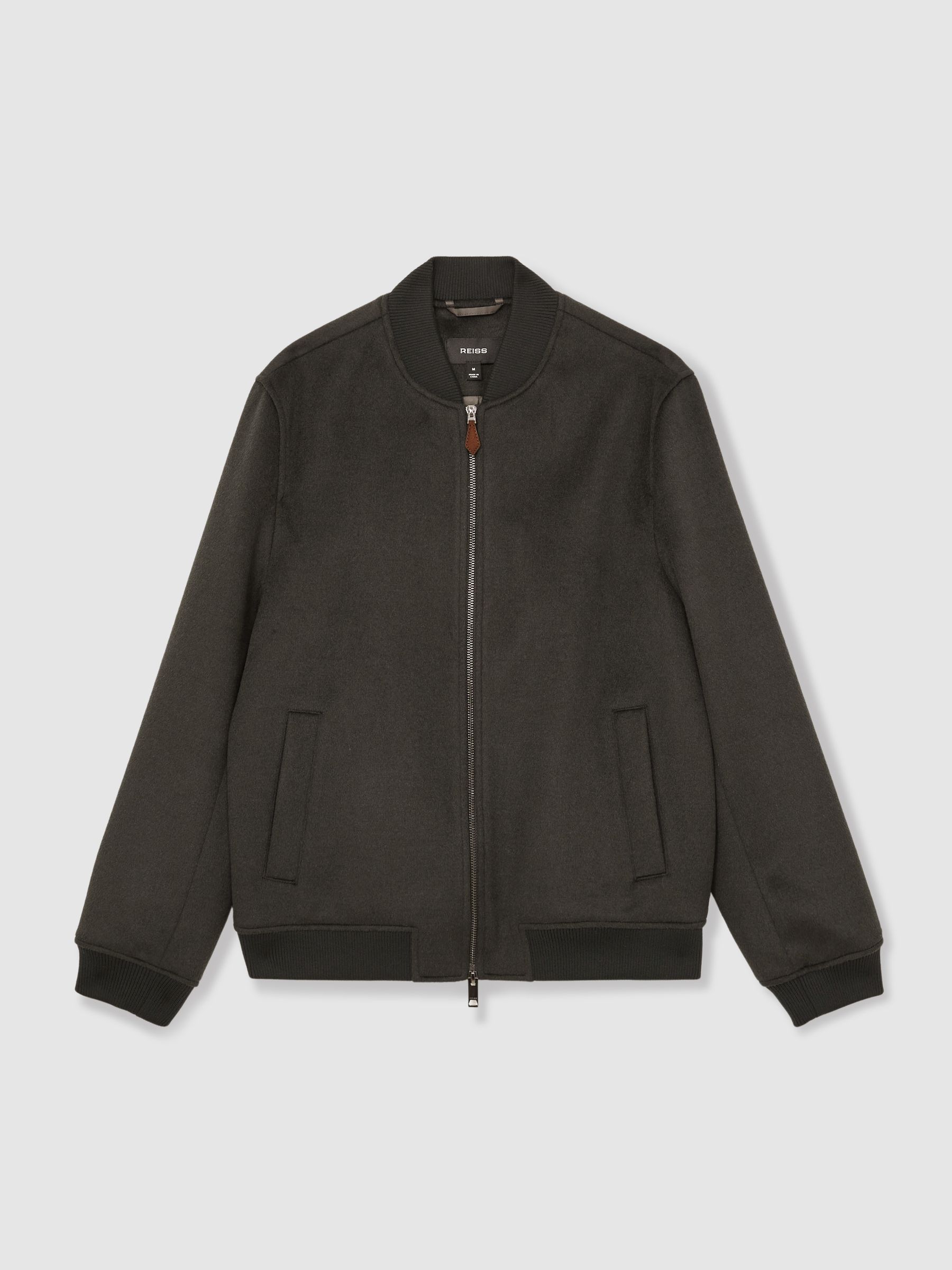 Brushed Wool-Blend Bomber Jacket in Dark Green - Image 2 of 7