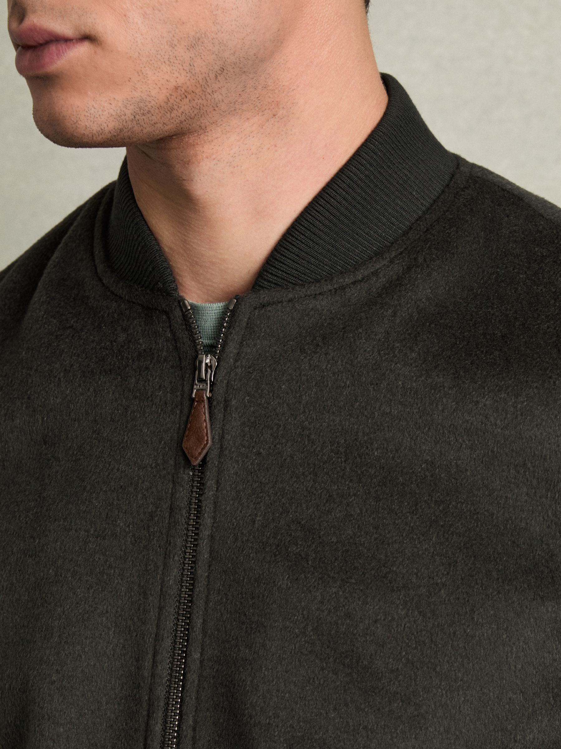 Brushed Wool-Blend Bomber Jacket in Dark Green - Image 4 of 7