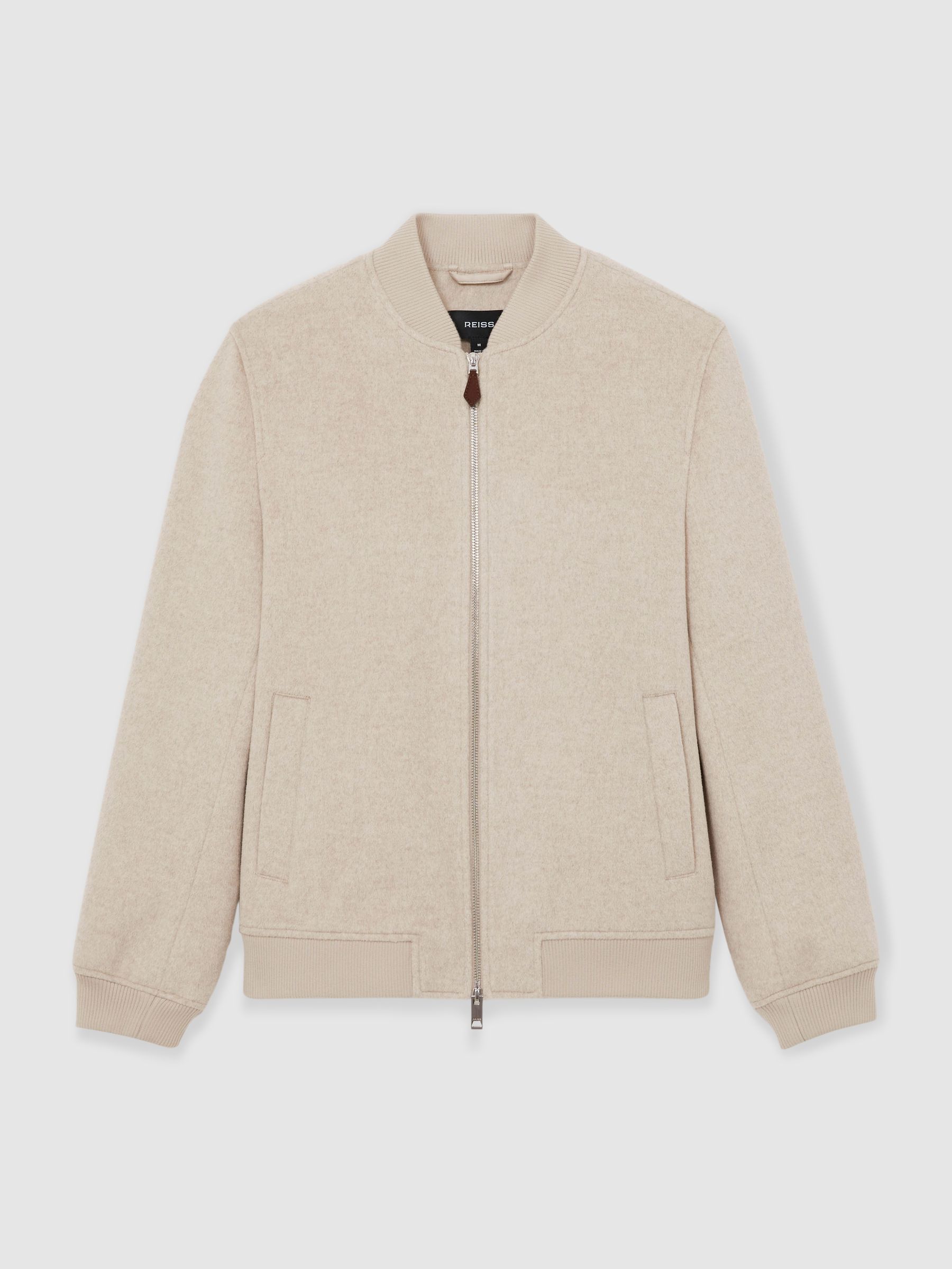 Brushed Wool-Blend Bomber Jacket in Stone - Image 2 of 7