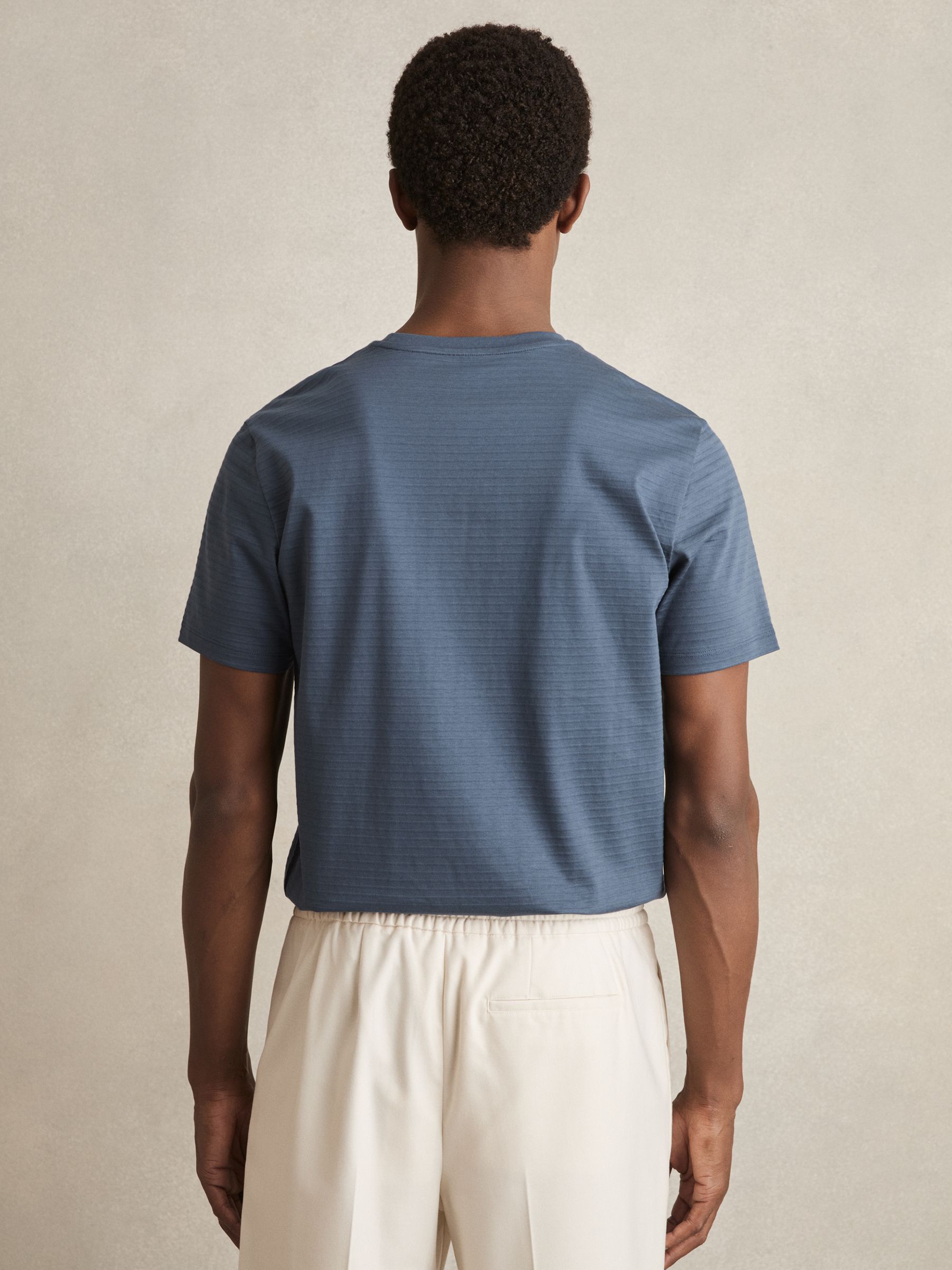 Mercerised-Cotton Ribbed T-Shirt in Airforce Blue - Image 5 of 6