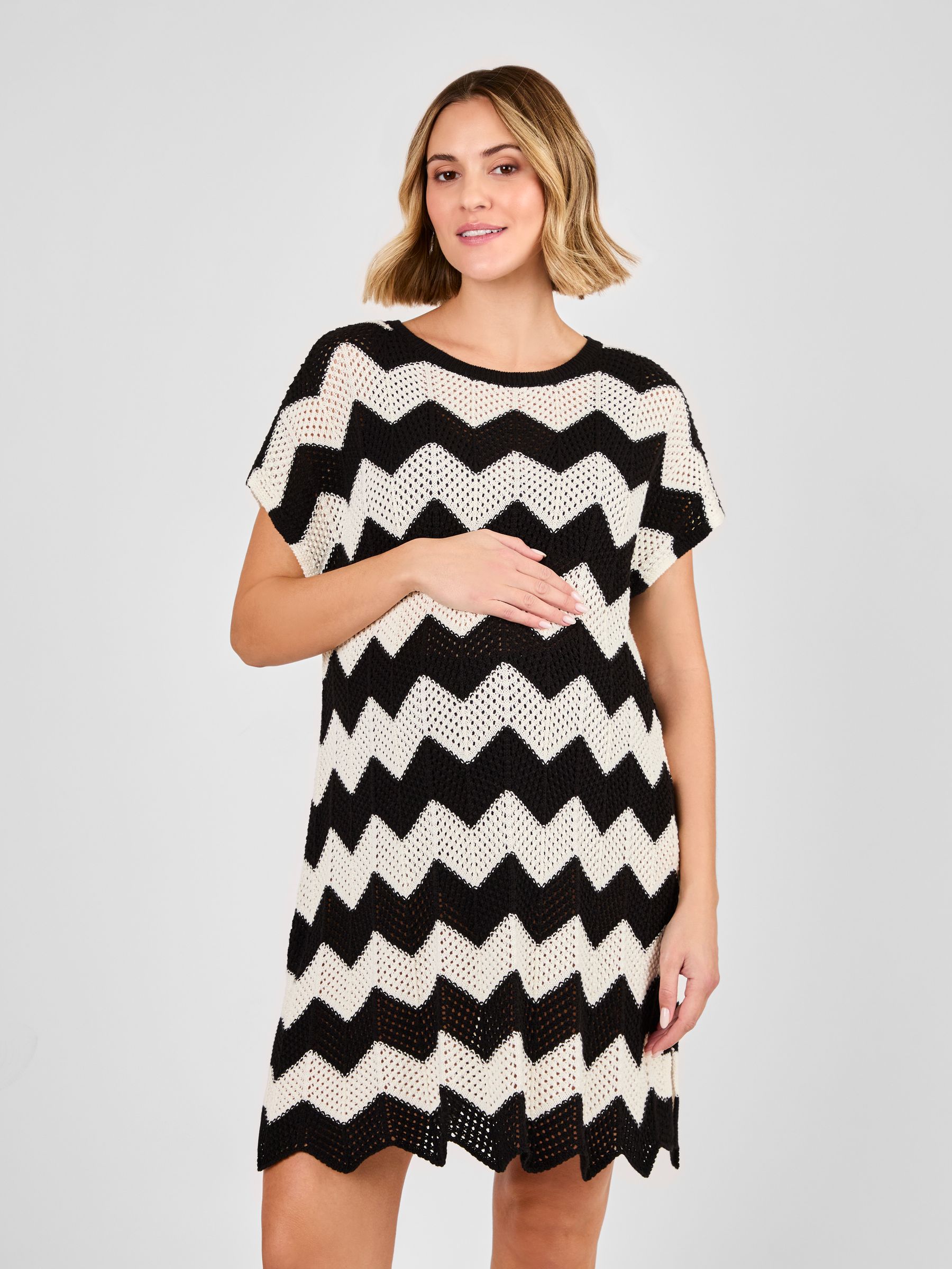 Cream Maternity Knitted Beach Cover-Up Dress - Image 1 of 4