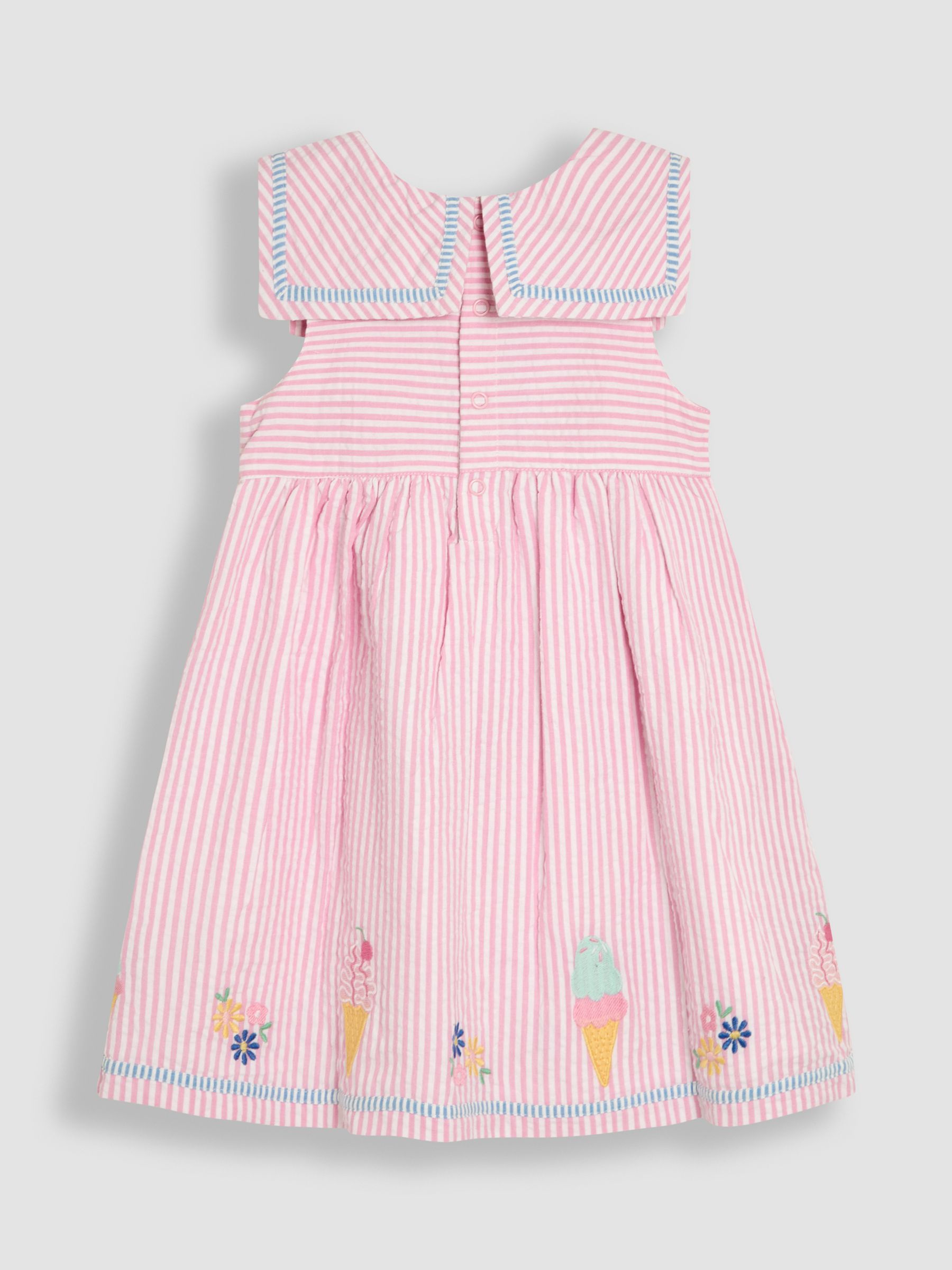 Pink Ice Cream Applique Seersucker Sailor Baby Dress - Image 2 of 3