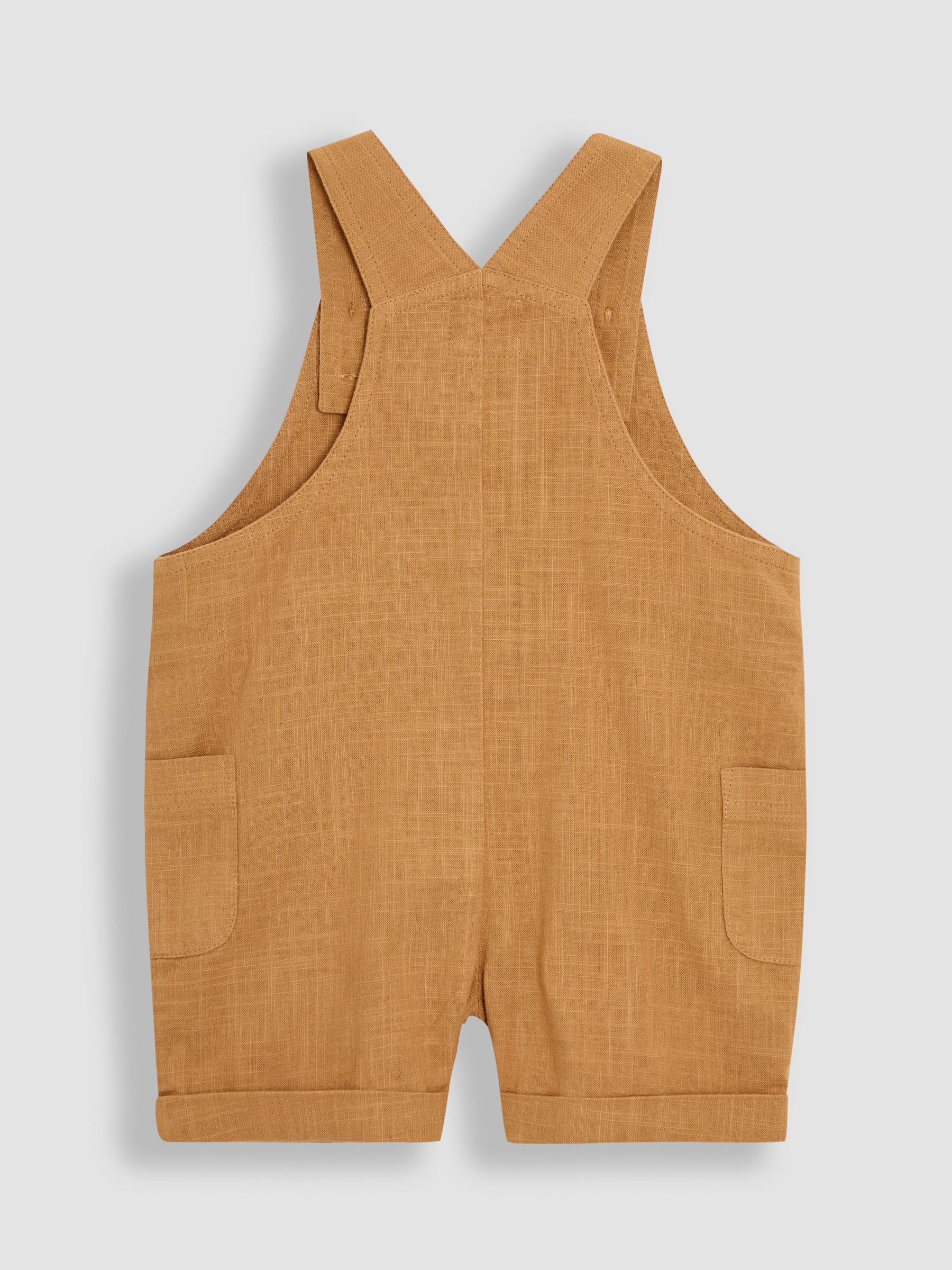 Tan 100% Cotton 2-Piece Dungarees & Stripe T-Shirt Set - Image 3 of 7