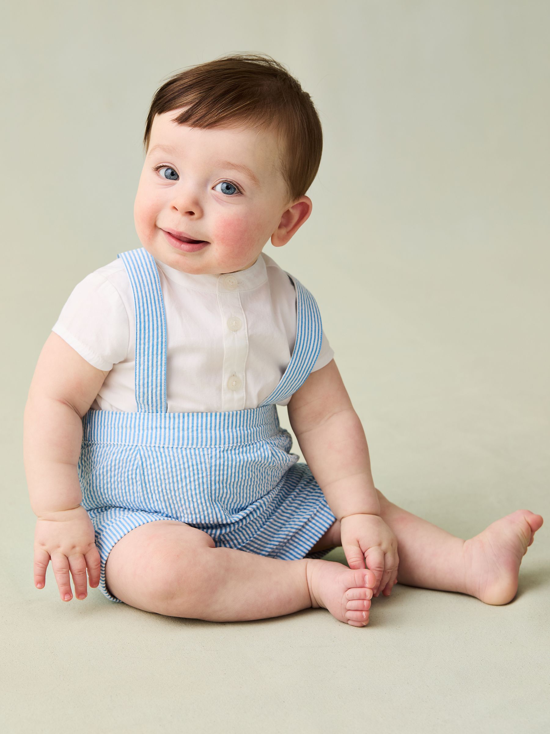 Blue 2-Piece Grandad Shirt & Shorts Set with Bow Tie - Image 1 of 6