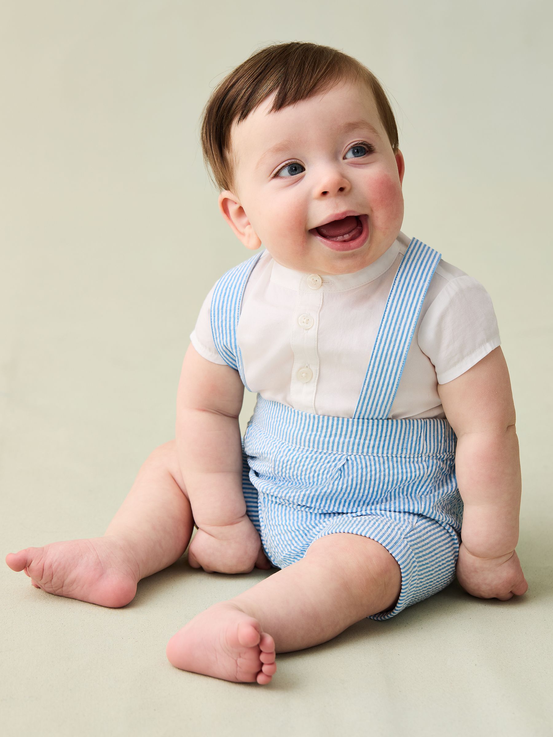 Blue 2-Piece Grandad Shirt & Shorts Set with Bow Tie - Image 2 of 6