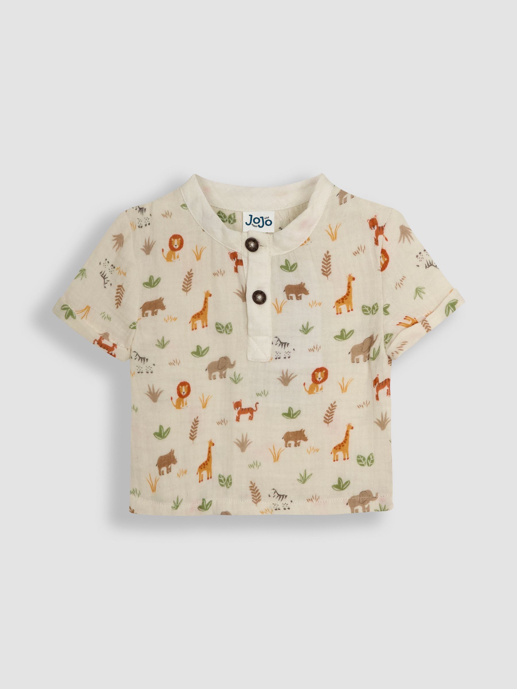 Ecru Safari Friends 2-Piece Cheesecloth T-Shirt & Shorts Set - Image 2 of 6