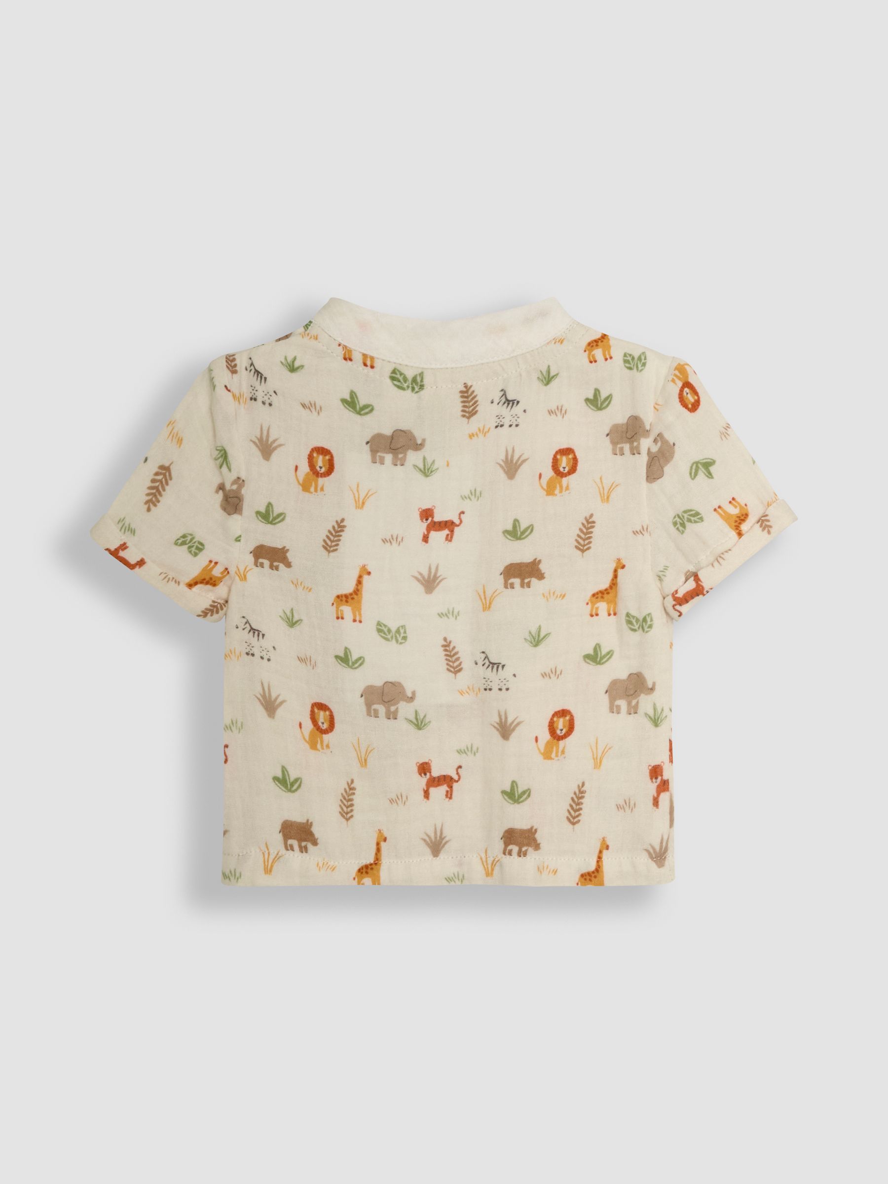 Ecru Safari Friends 2-Piece Cheesecloth T-Shirt & Shorts Set - Image 3 of 6