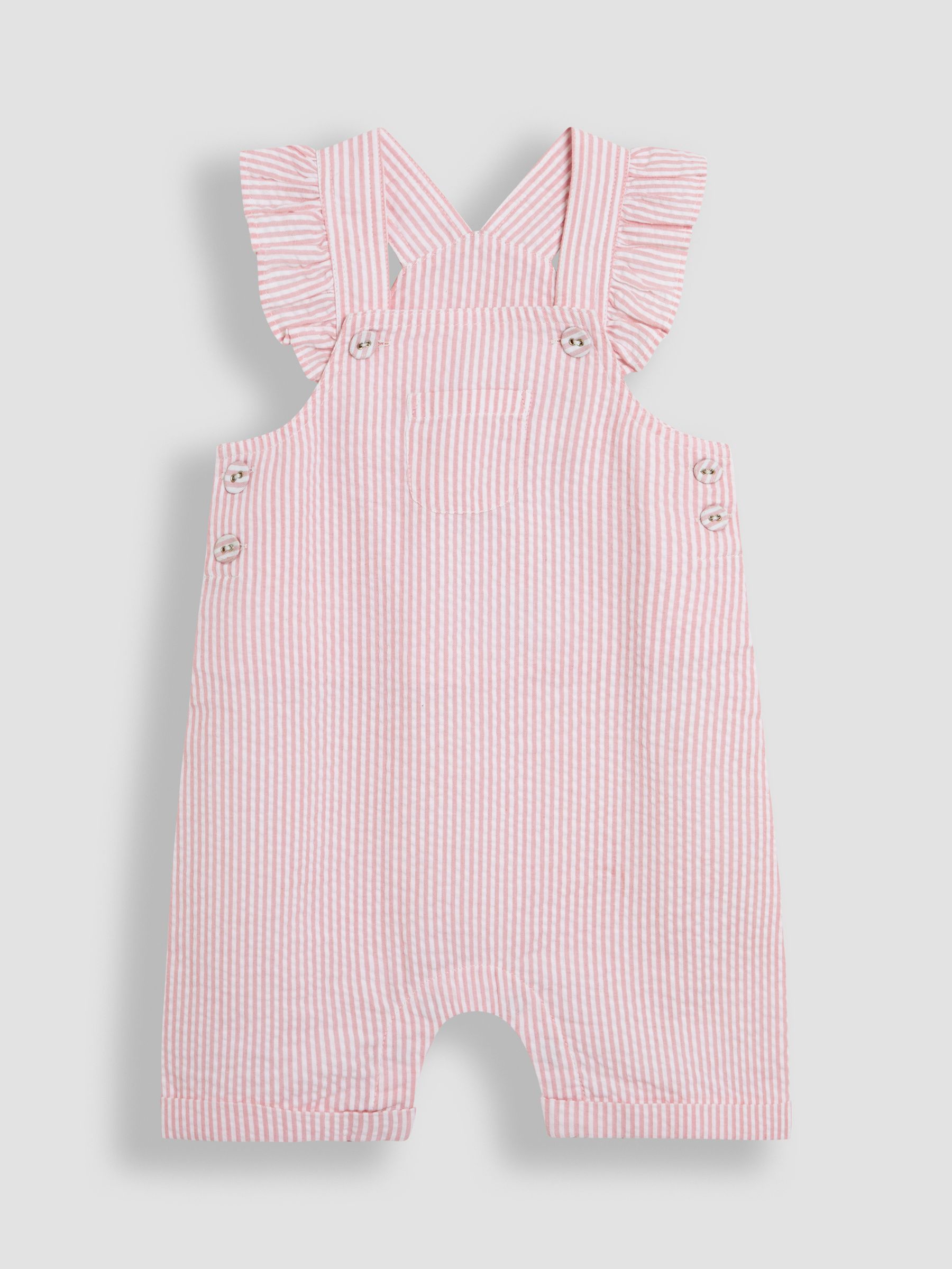 Pink 2-Piece Seersucker Stripe Dungarees & T-Shirt Set - Image 2 of 7