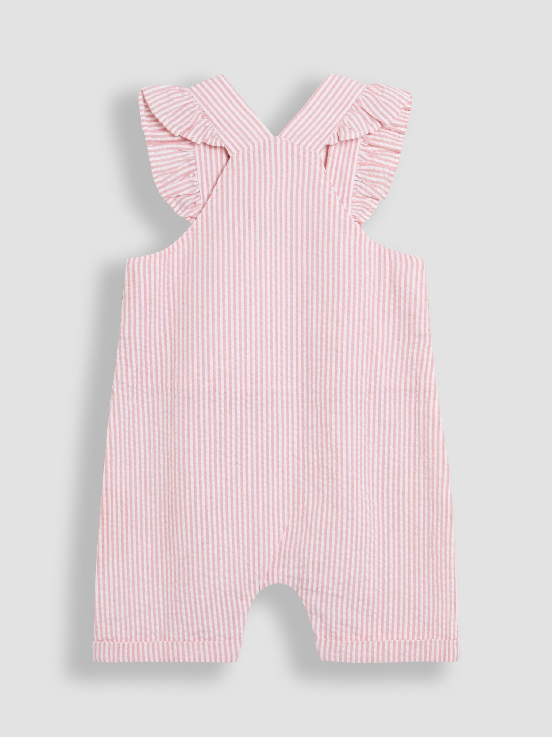 Pink 2-Piece Seersucker Stripe Dungarees & T-Shirt Set - Image 3 of 7