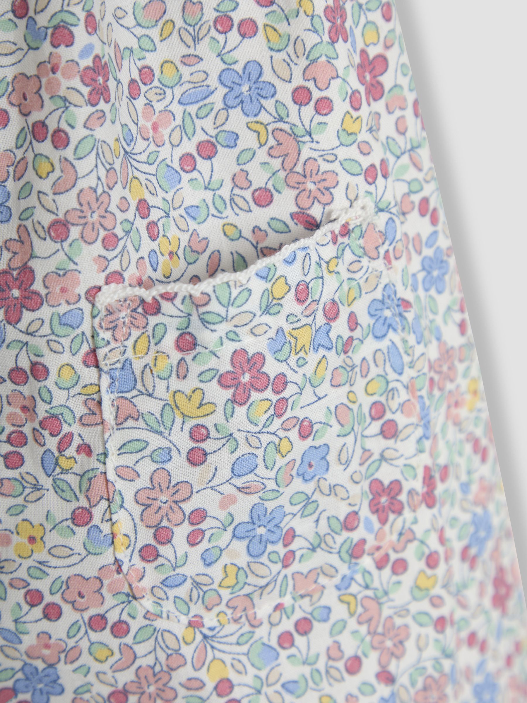 Pink Cherry Ditsy Floral Print Pretty Ruffle Shoulder Sunsuit - Image 3 of 3