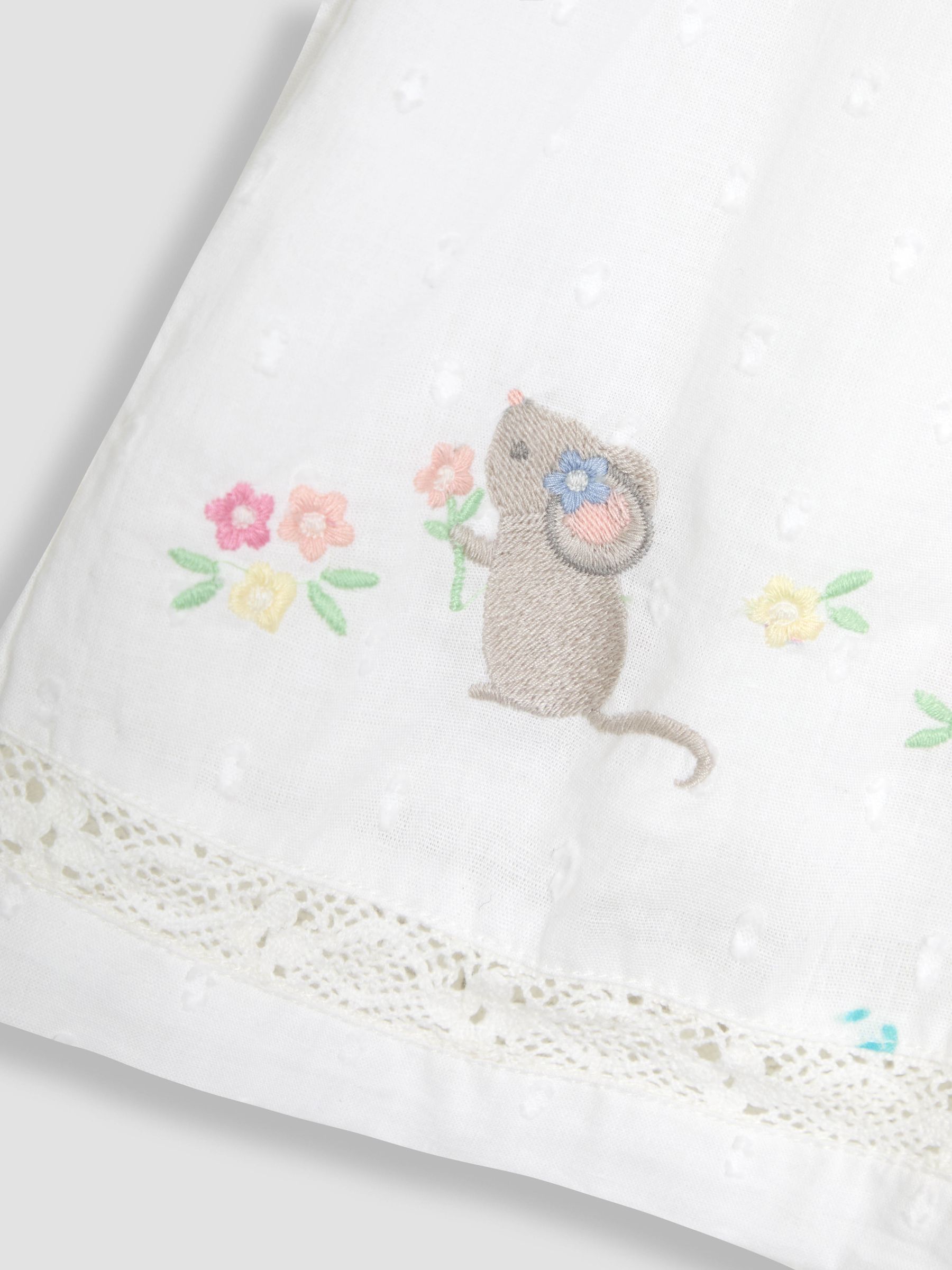White Mouse Appliqué Ruffle 100% Cotton Blouse - Image 2 of 3