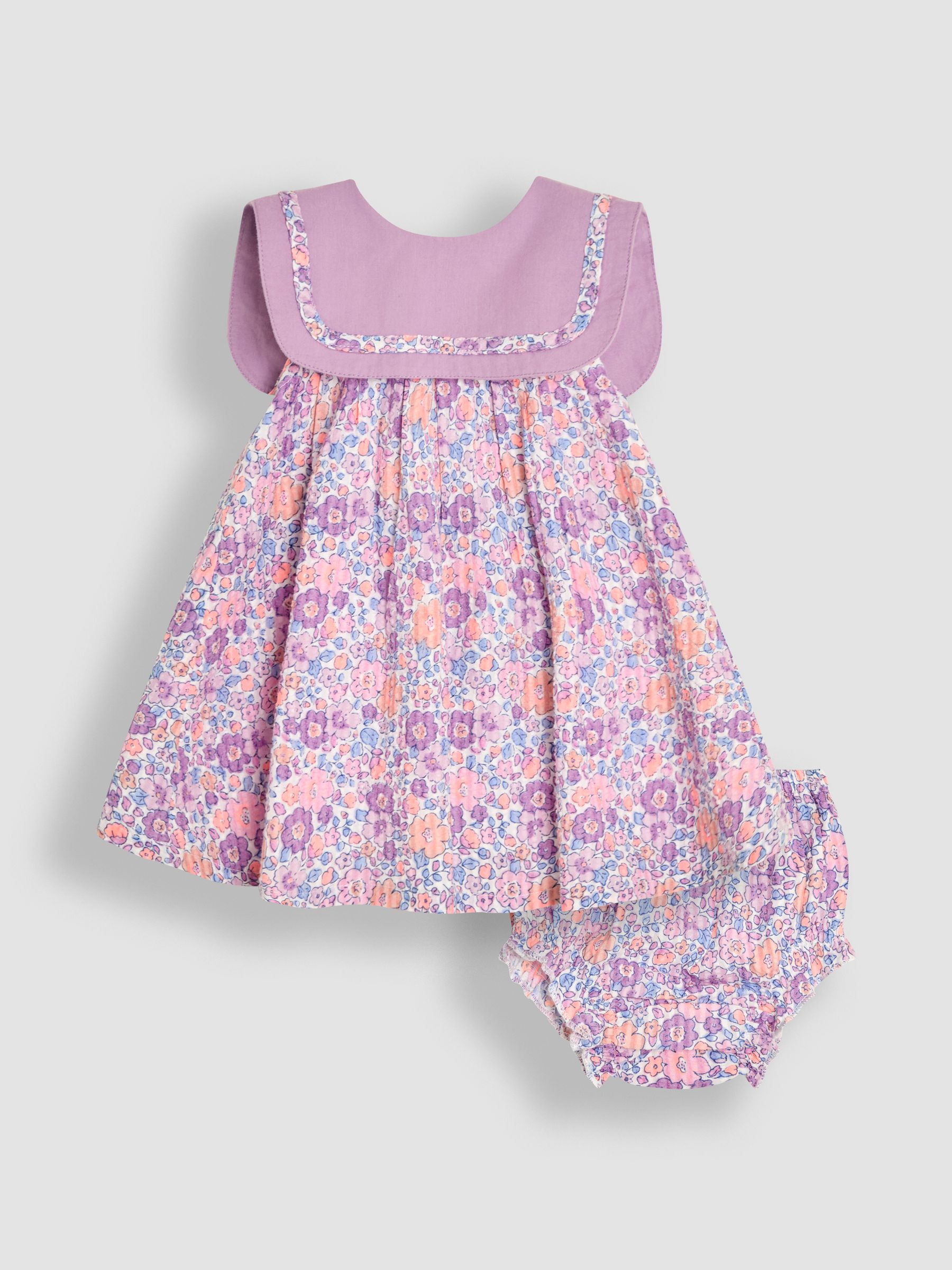Lilac Purple Jungle Floral Sailor Front Baby Dress - Image 1 of 5