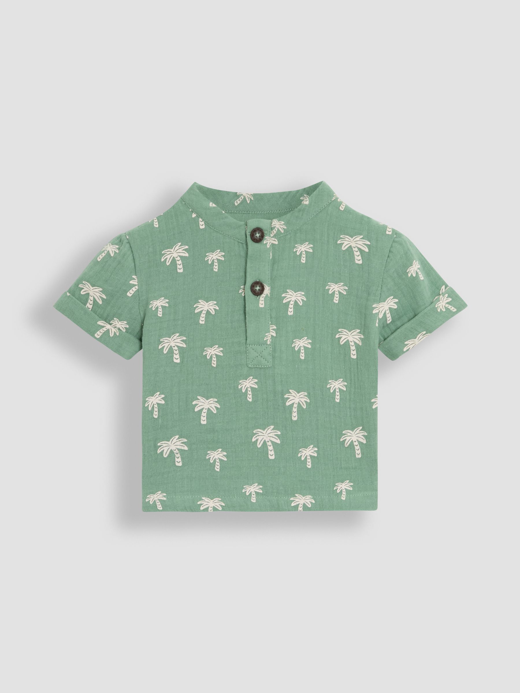 Khaki Palm Tree 2-Piece Cheesecloth T-Shirt & Shorts Set - Image 2 of 6
