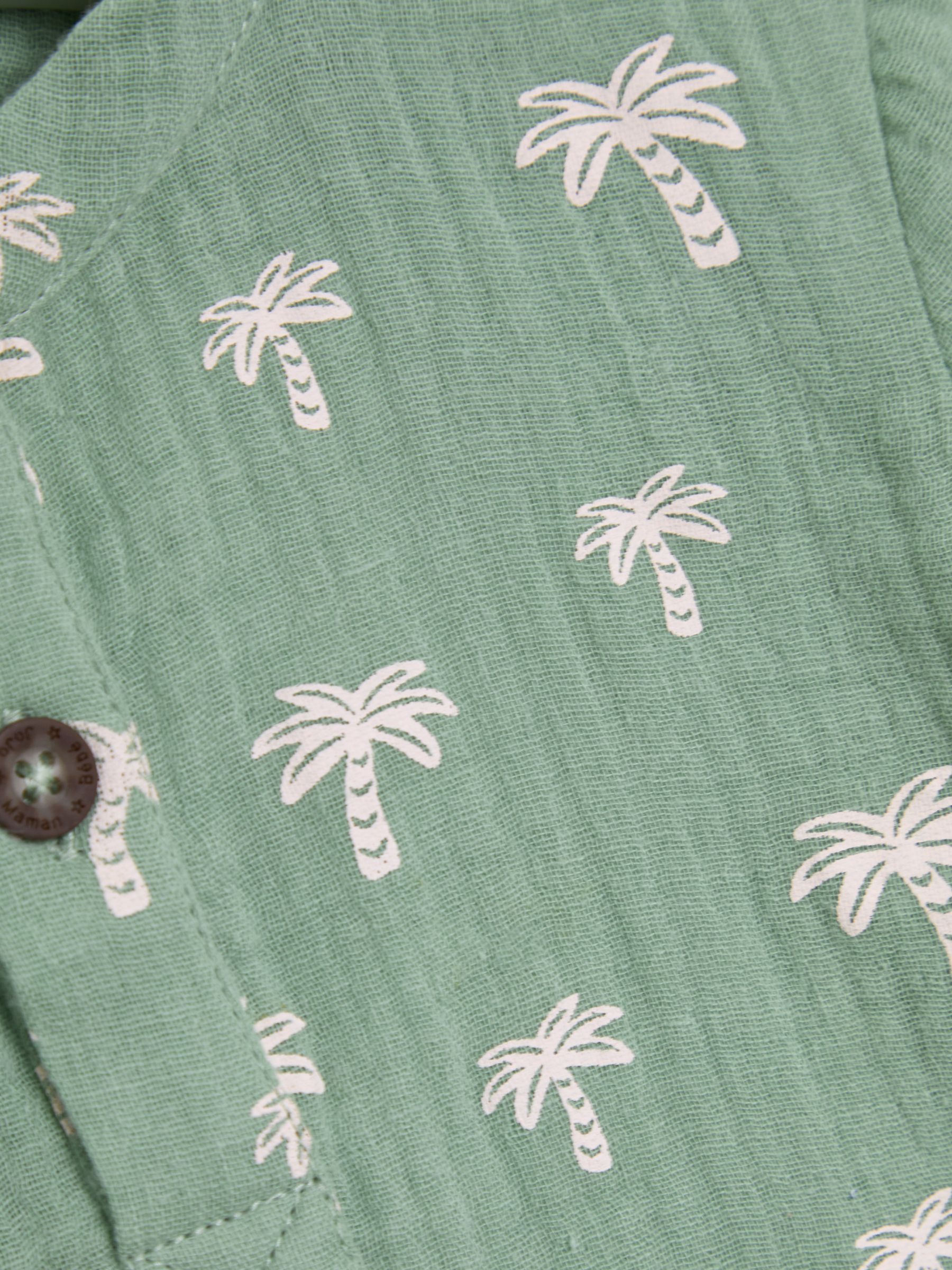 Khaki Palm Tree 2-Piece Cheesecloth T-Shirt & Shorts Set - Image 6 of 6