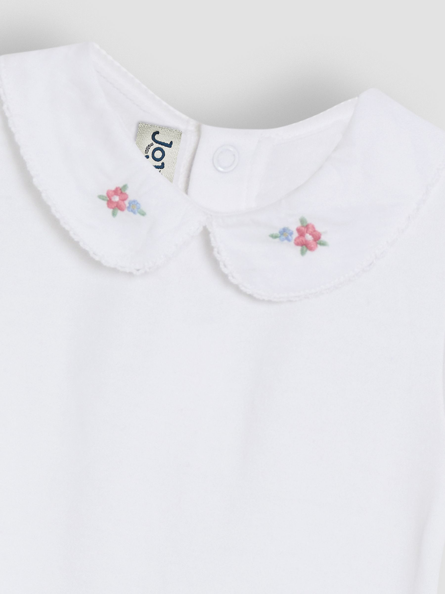 White Floral Print Embroidered Peter Pan Collar Body - Image 3 of 3