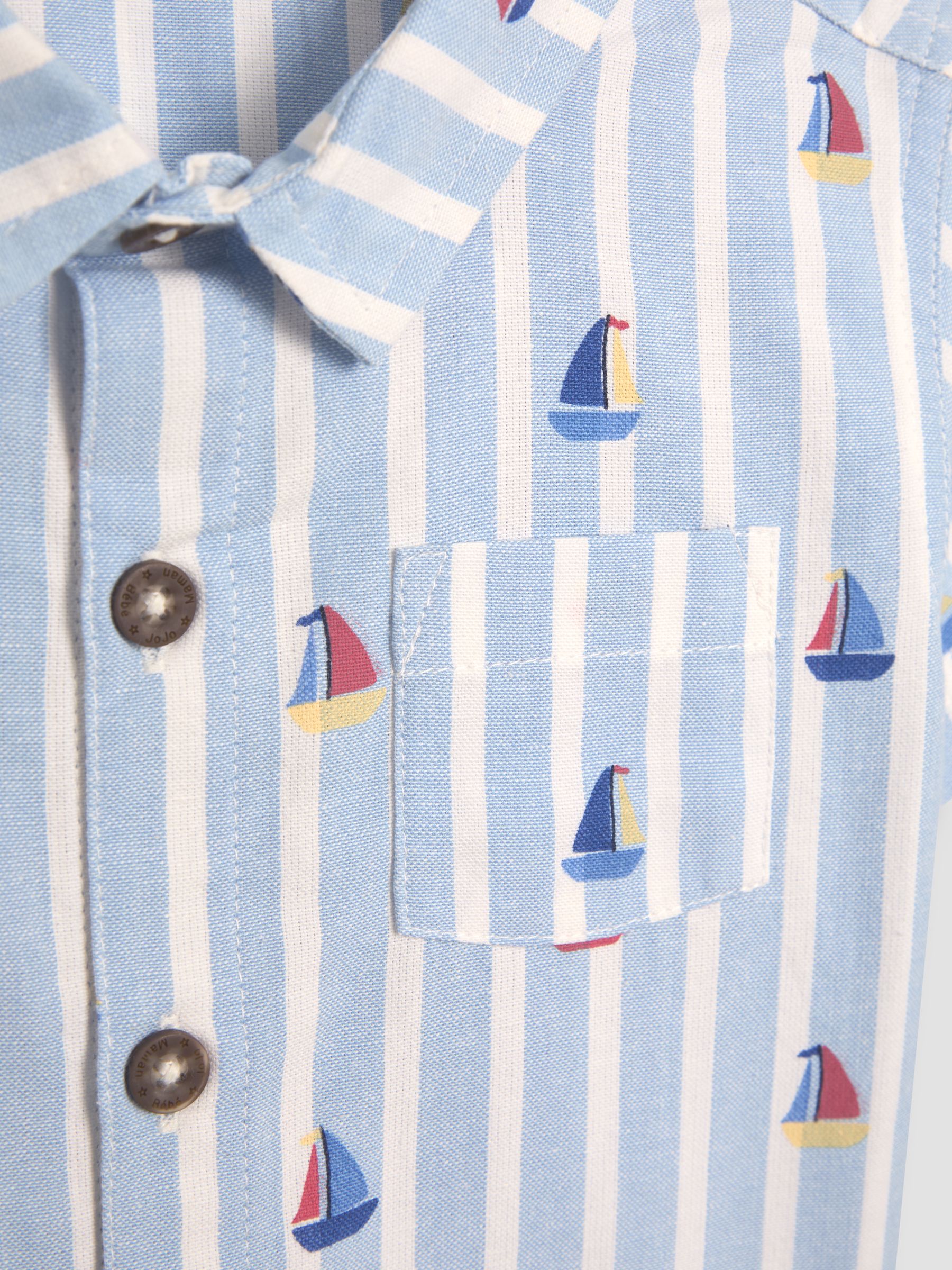 Blue Sailboat 2-Piece Printed Shirt & Twill Shorts Set - Image 6 of 6