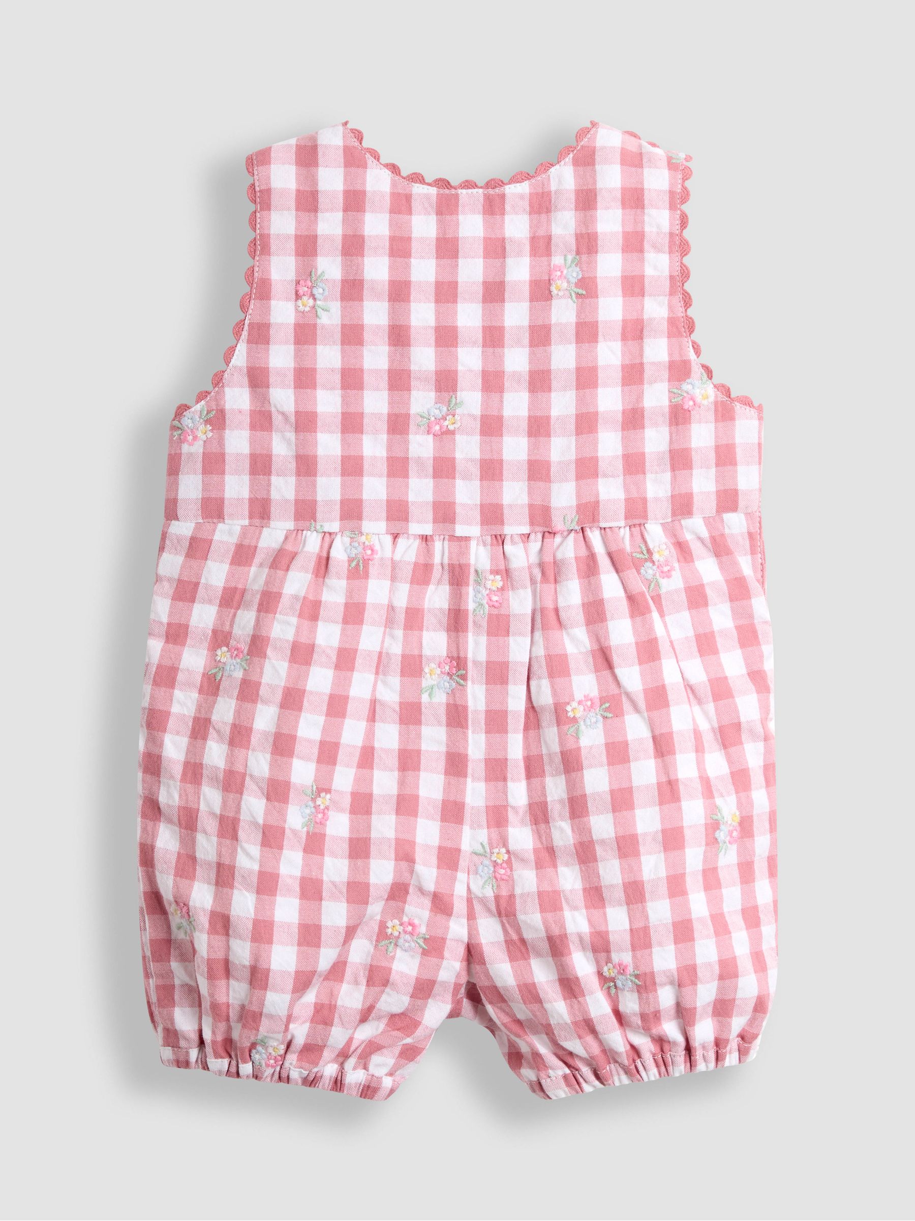 Pink Floral Embroidered Gingham Dungarees - Image 2 of 3