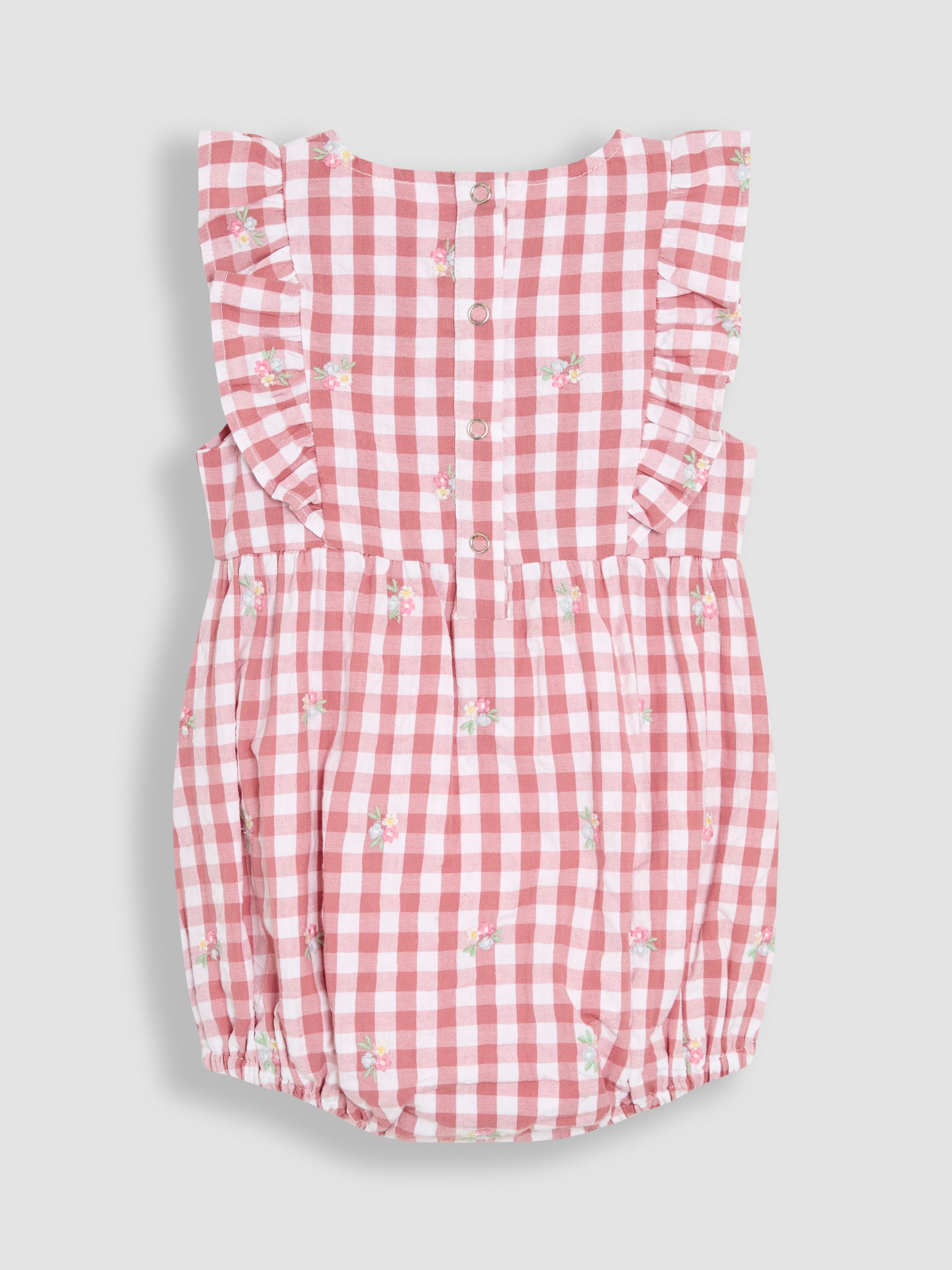 Pink Floral Embroidered 2-Piece Frill-front Romper & Hat Set - Image 3 of 5