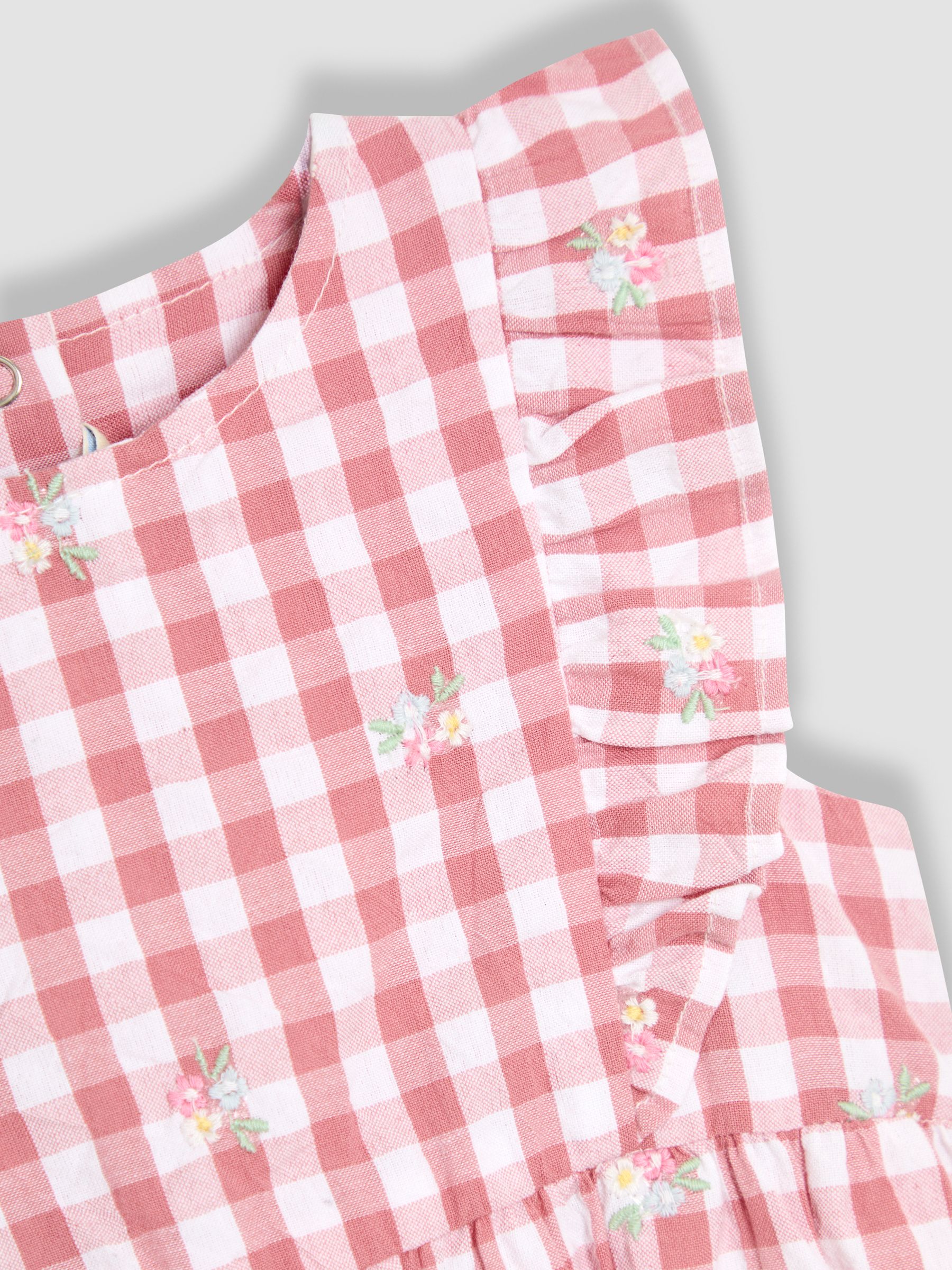 Pink Floral Embroidered 2-Piece Frill-front Romper & Hat Set - Image 5 of 5