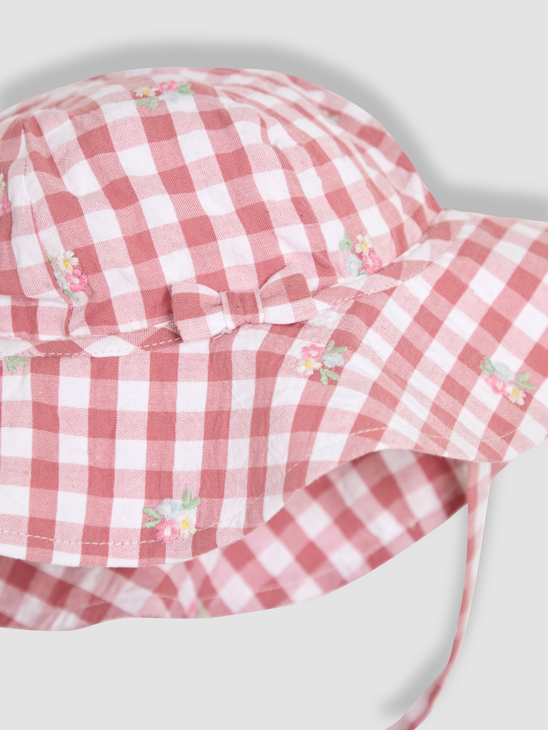 Pink Floral Embroidered 2-Piece Frill-front Romper & Hat Set - Image 6 of 6