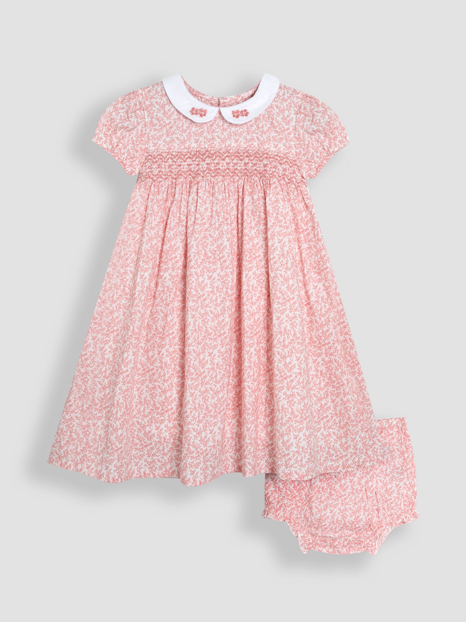 Pink Ditsy Floral Smocked Woven Dress - Image 1 of 5