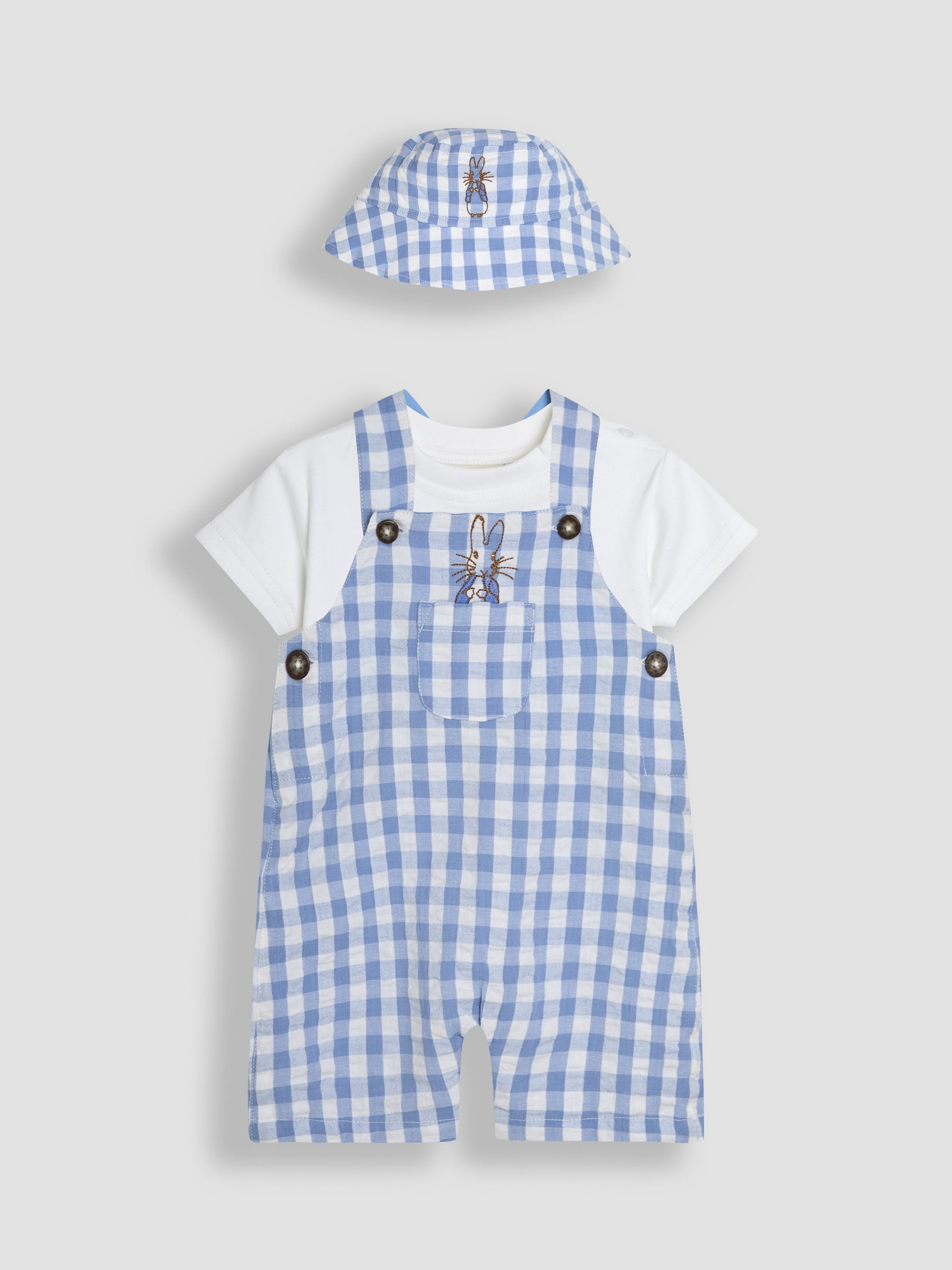 Blue 2-Piece Peter Rabbit™ Gingham Dungarees & Body Set - Image 1 of 9
