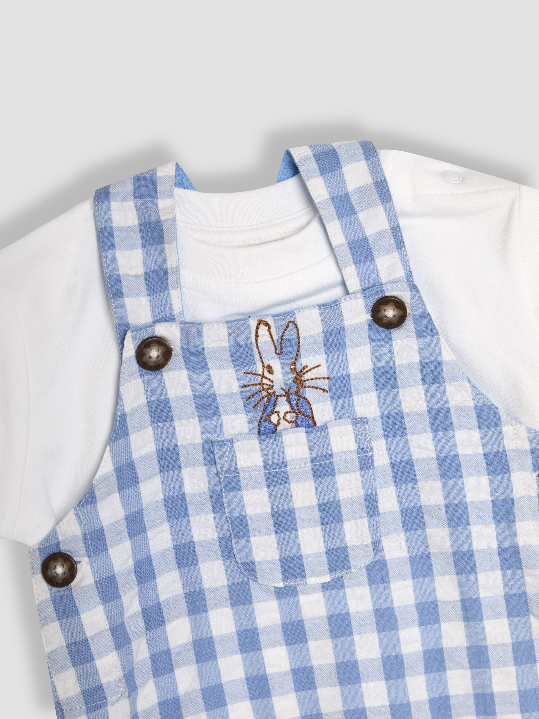 Blue 2-Piece Peter Rabbit™ Gingham Dungarees & Body Set - Image 7 of 9