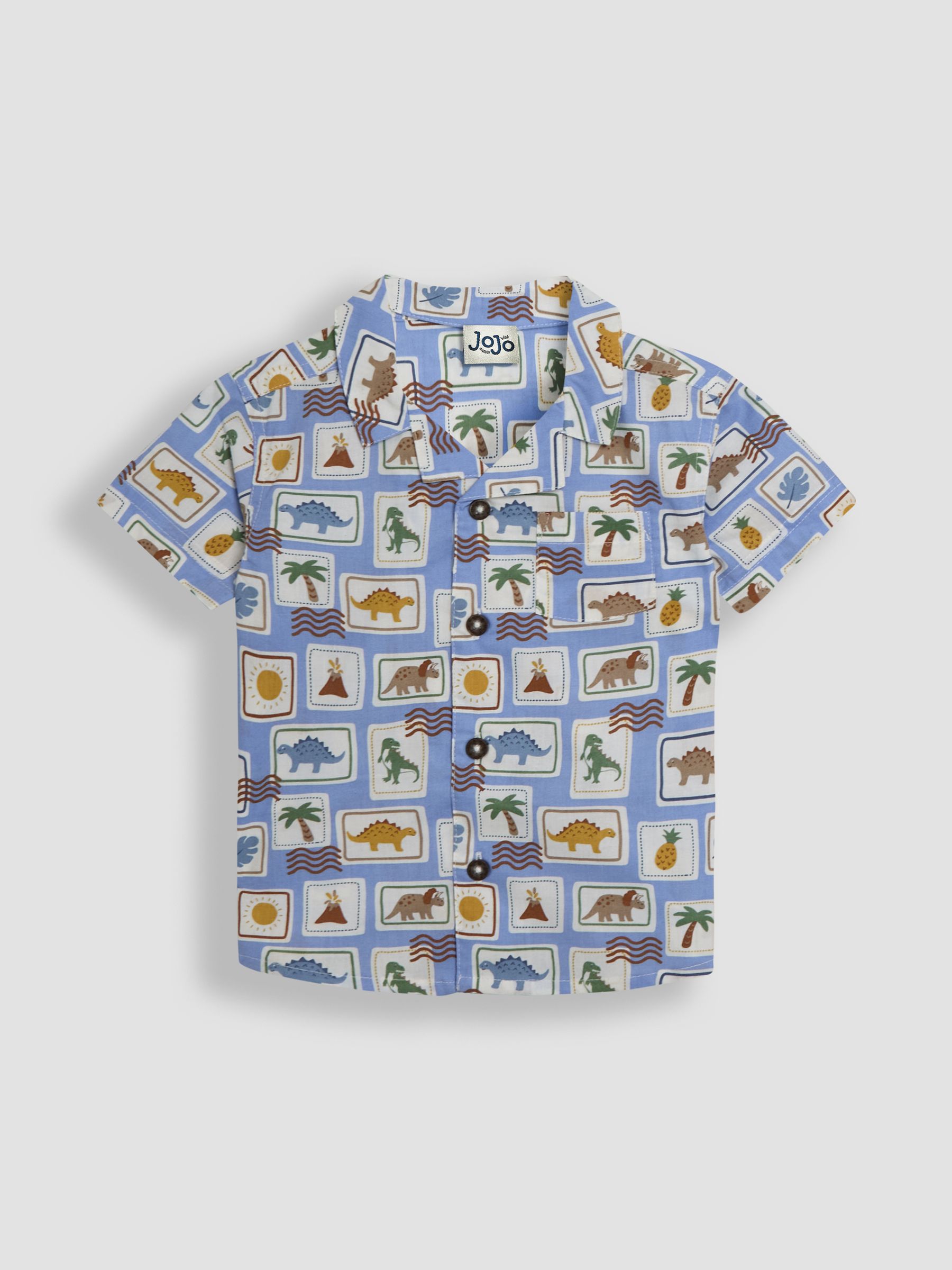 Khaki Dino Stamp 2-Piece Printed Shirt & Twill Shorts Set - Image 2 of 6