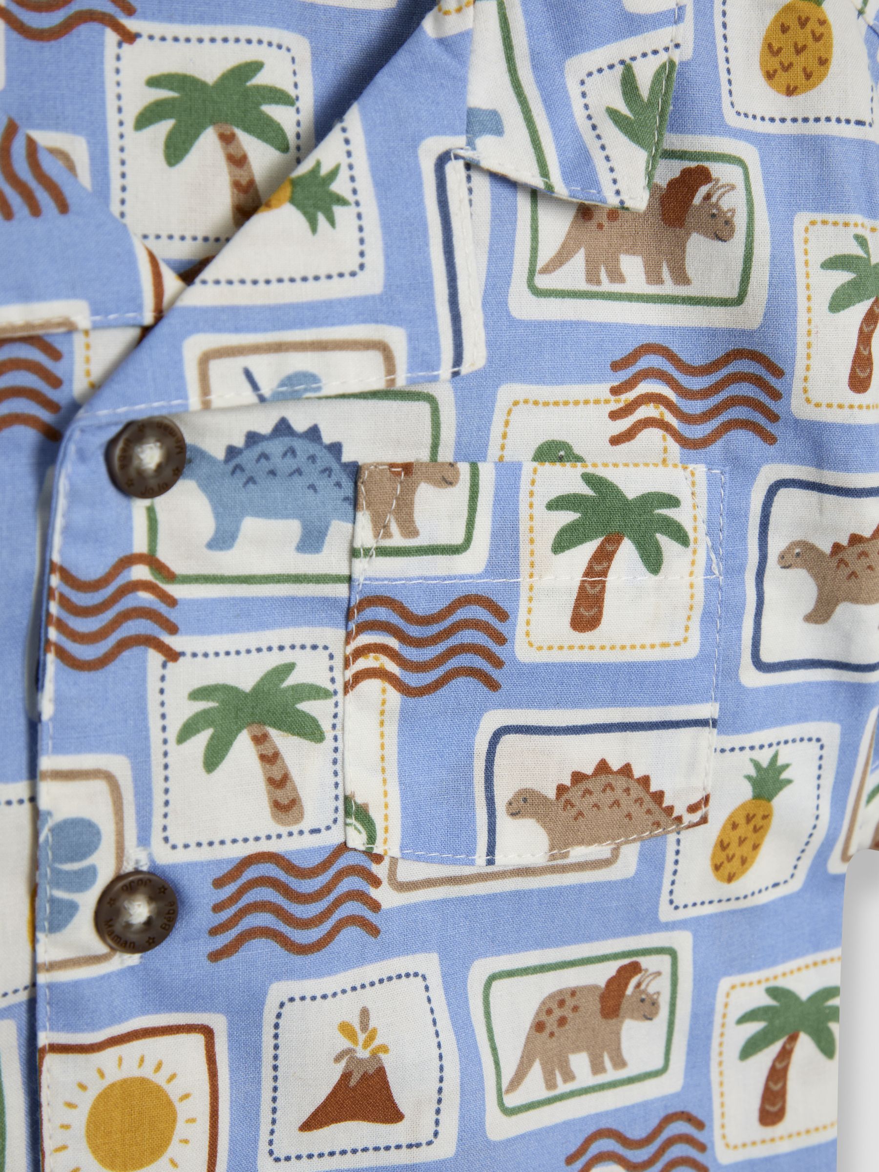 Khaki Dino Stamp 2-Piece Printed Shirt & Twill Shorts Set - Image 6 of 6