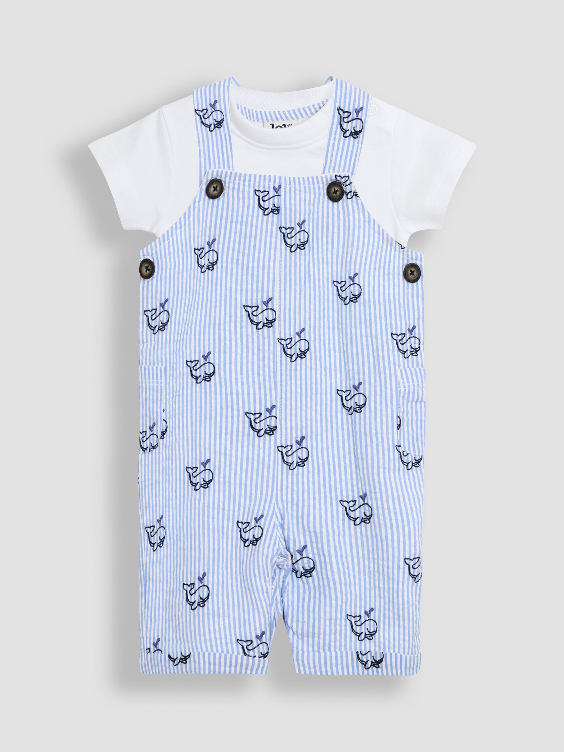 Blue 2-Piece Whale Dungarees & T-Shirt Set - Image 1 of 7
