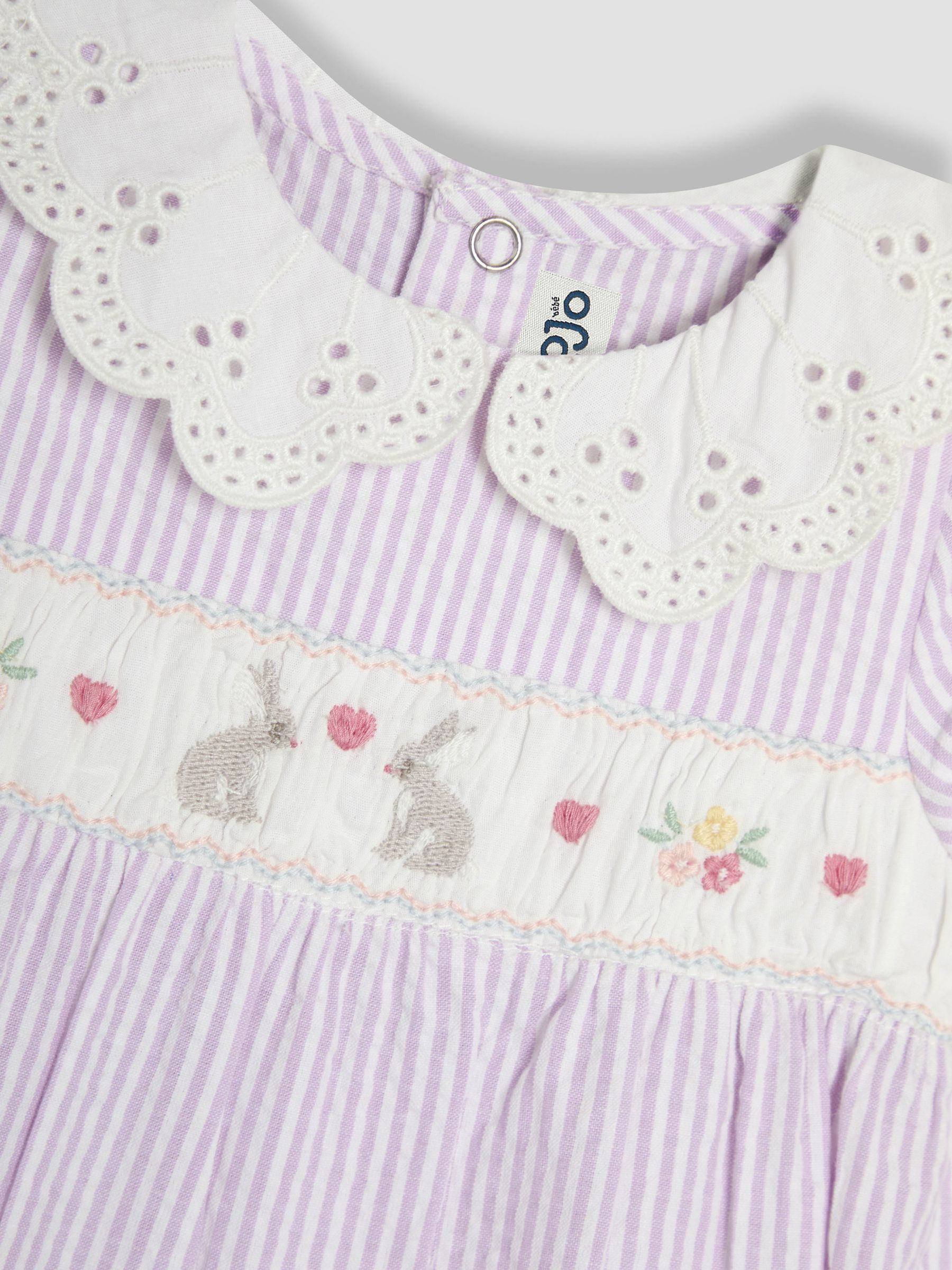 Lilac Purple Bunny Embroidered Smocked Pretty Romper - Image 2 of 3