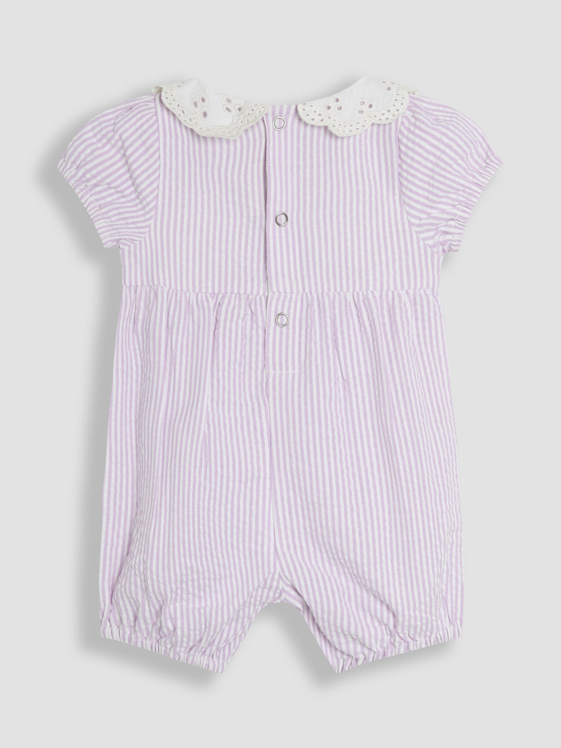Lilac Purple Bunny Embroidered Smocked Pretty Romper | JoJo