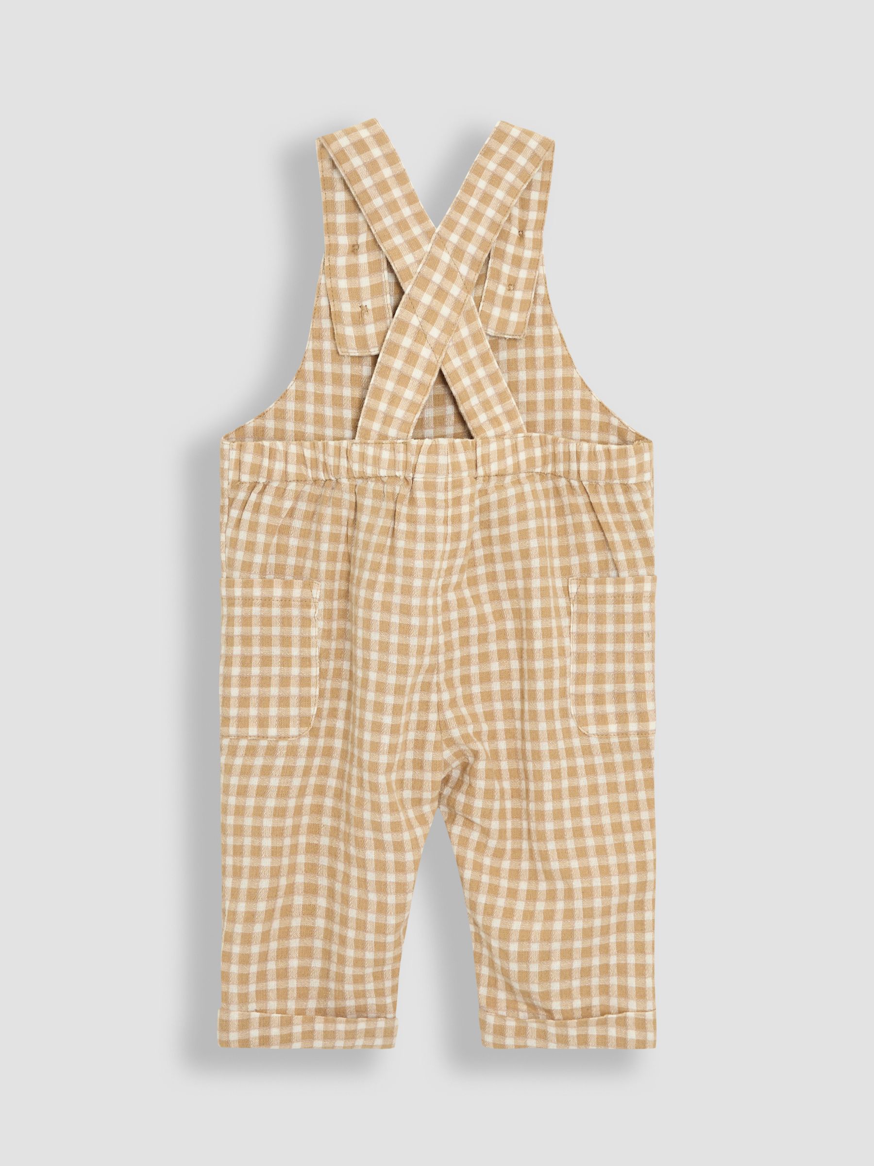 Brown 2-Piece Dino Gingham Dungarees & T-Shirt Set - Image 3 of 7