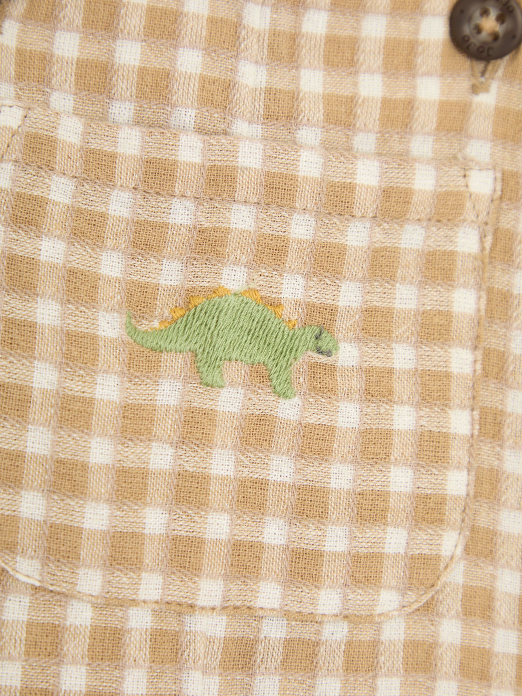 Brown 2-Piece Dino Gingham Dungarees & T-Shirt Set - Image 7 of 7