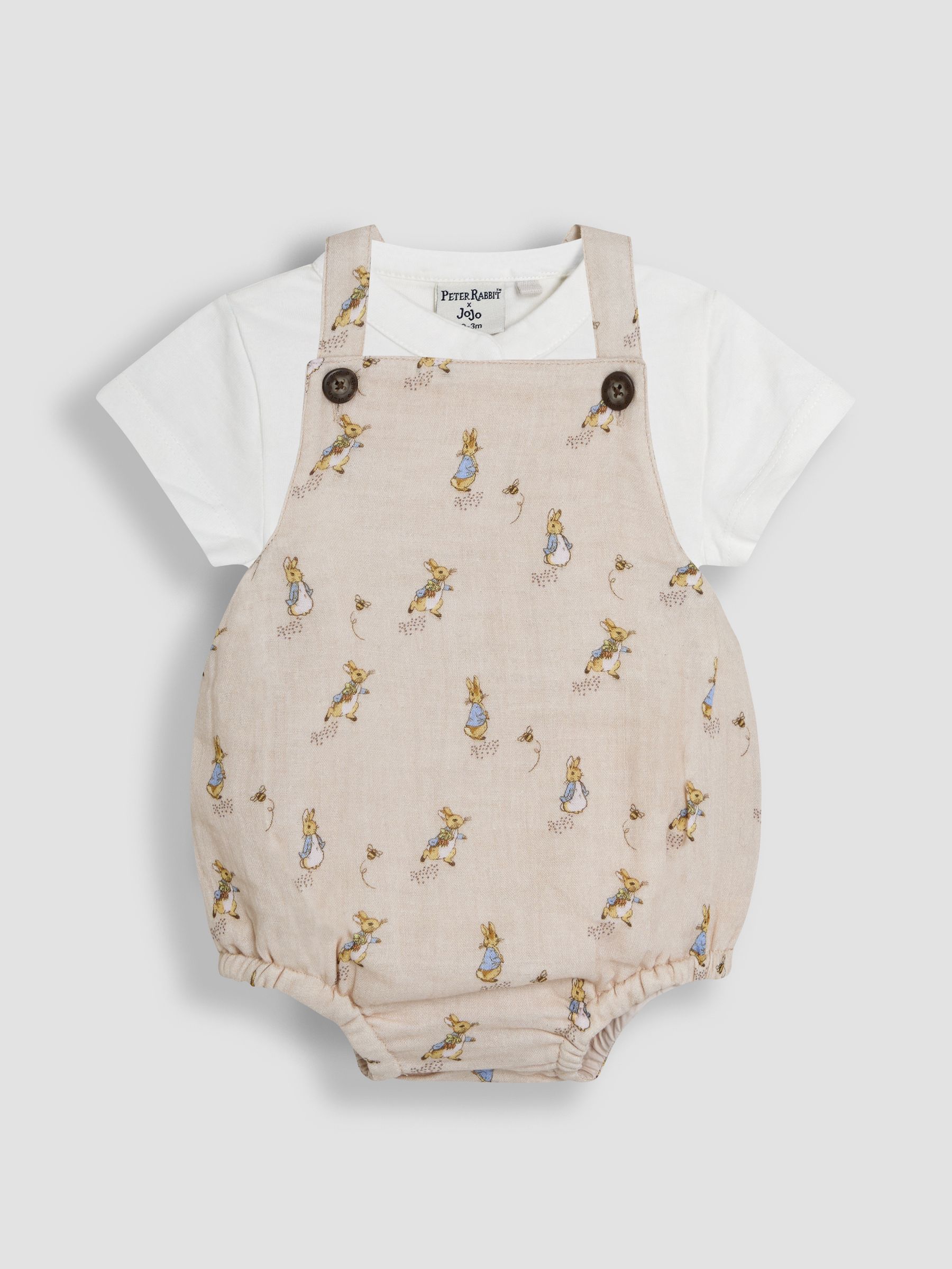 Natural 2-Piece Peter Rabbit™ Dungarees & Body Set - Image 1 of 9