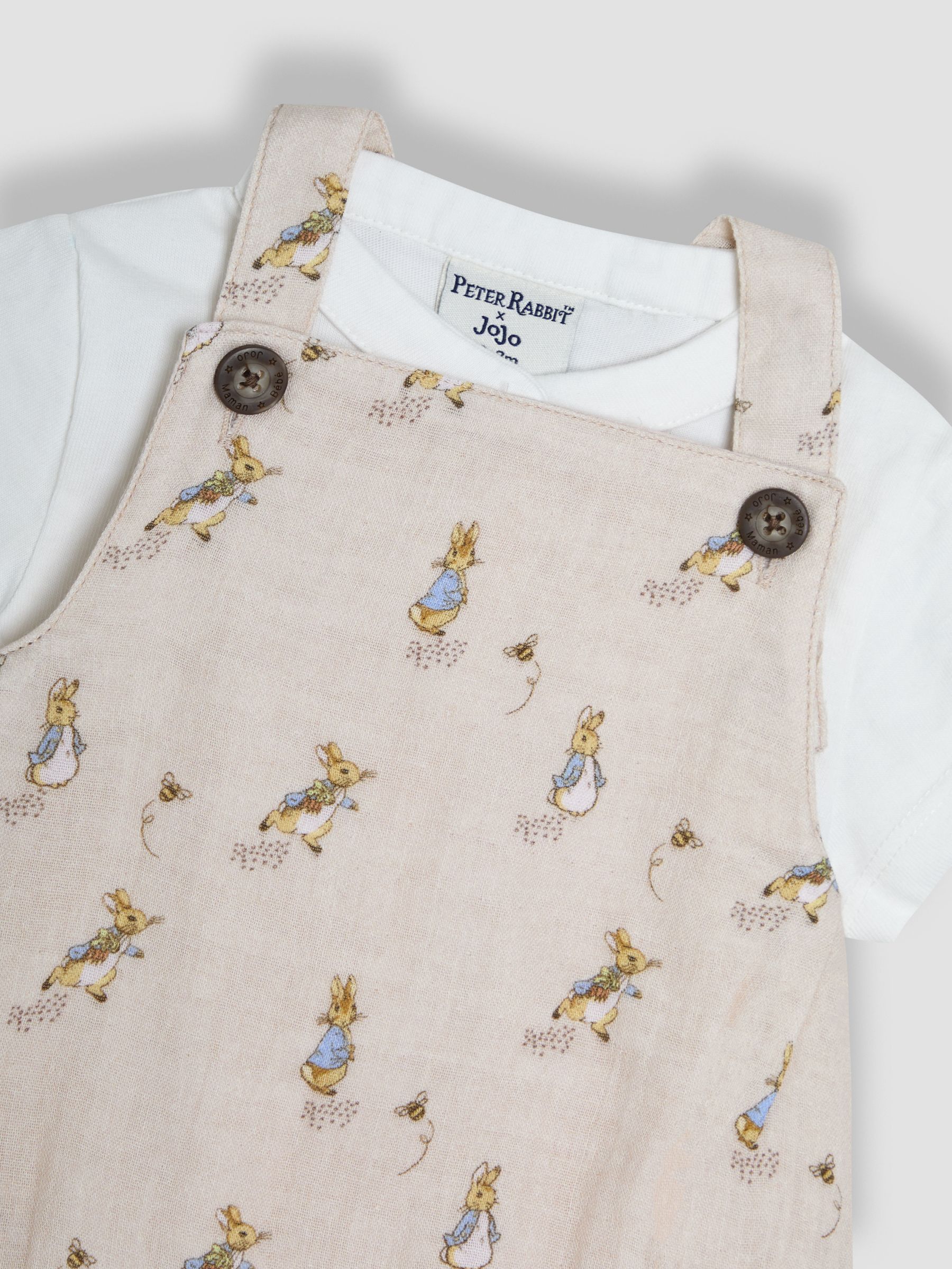 Natural 2-Piece Peter Rabbit™ Dungarees & Body Set - Image 2 of 9