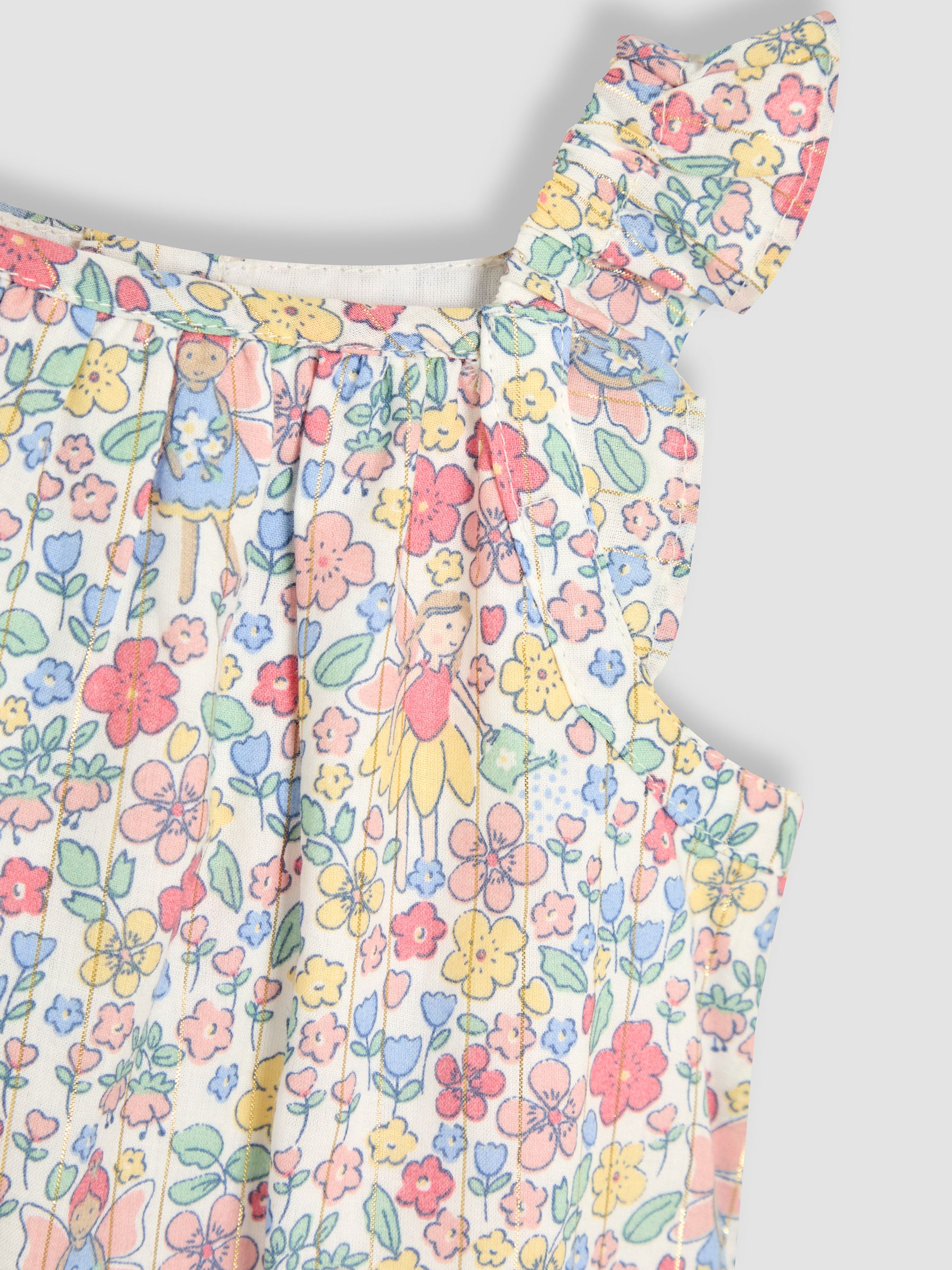 White Fairy Floral Ruffle Strap Pretty Sunsuit - Image 3 of 3