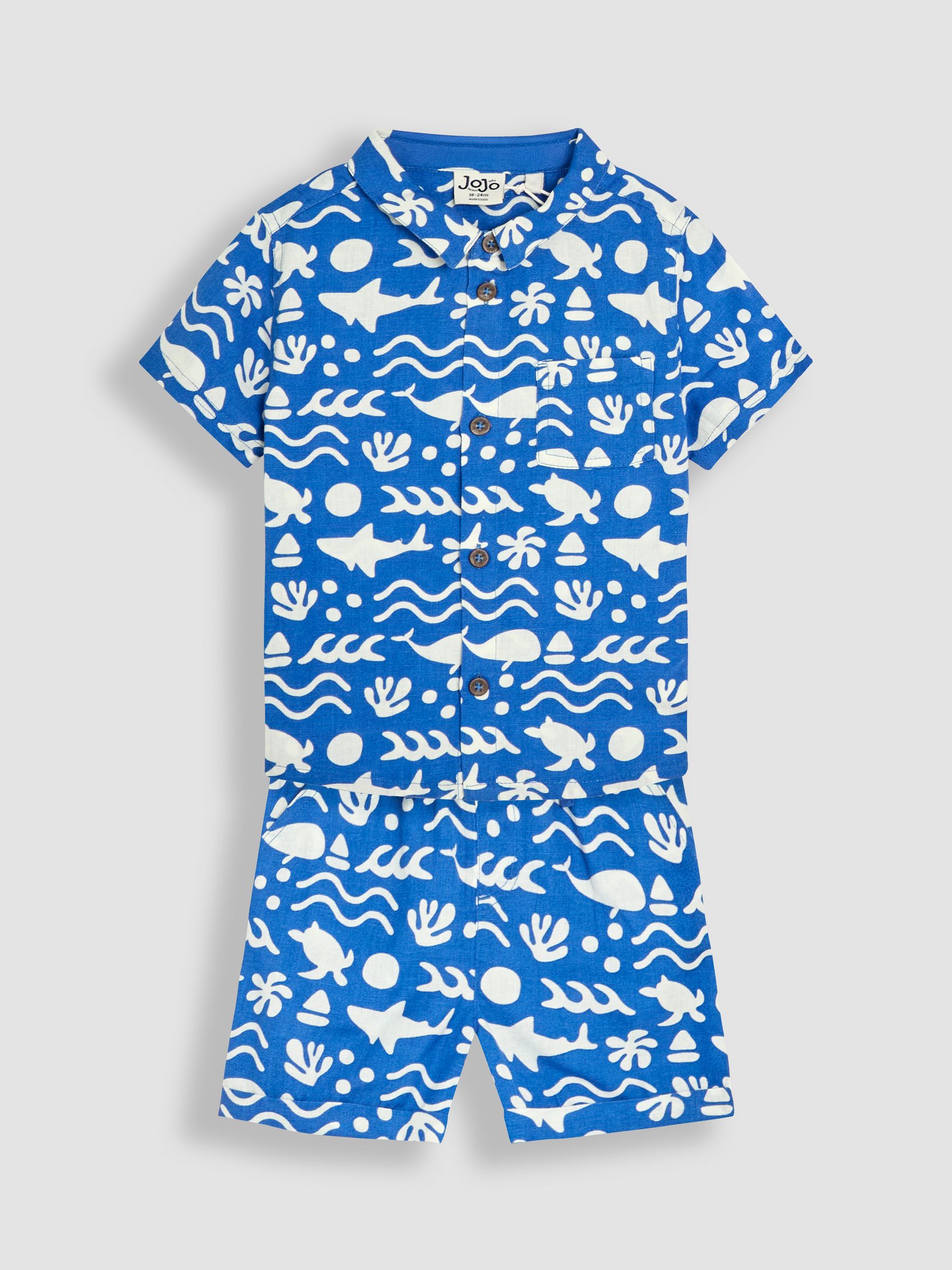Cobalt Ocean Printed Shirt & Shorts Set 2 Piece - Image 1 of 7