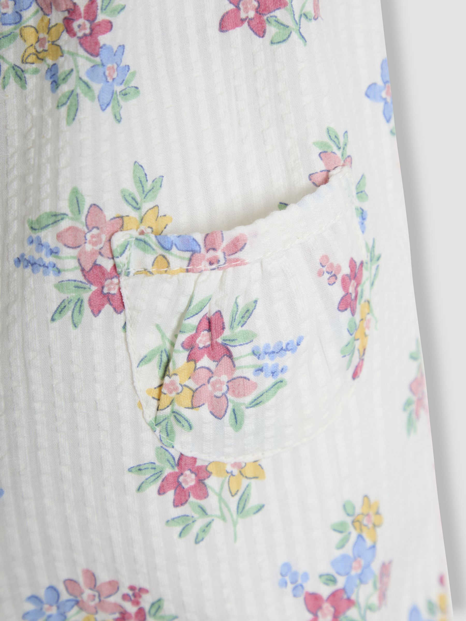White Floral Pretty Ruffle Shoulder Sunsuit with Headband - Image 5 of 5
