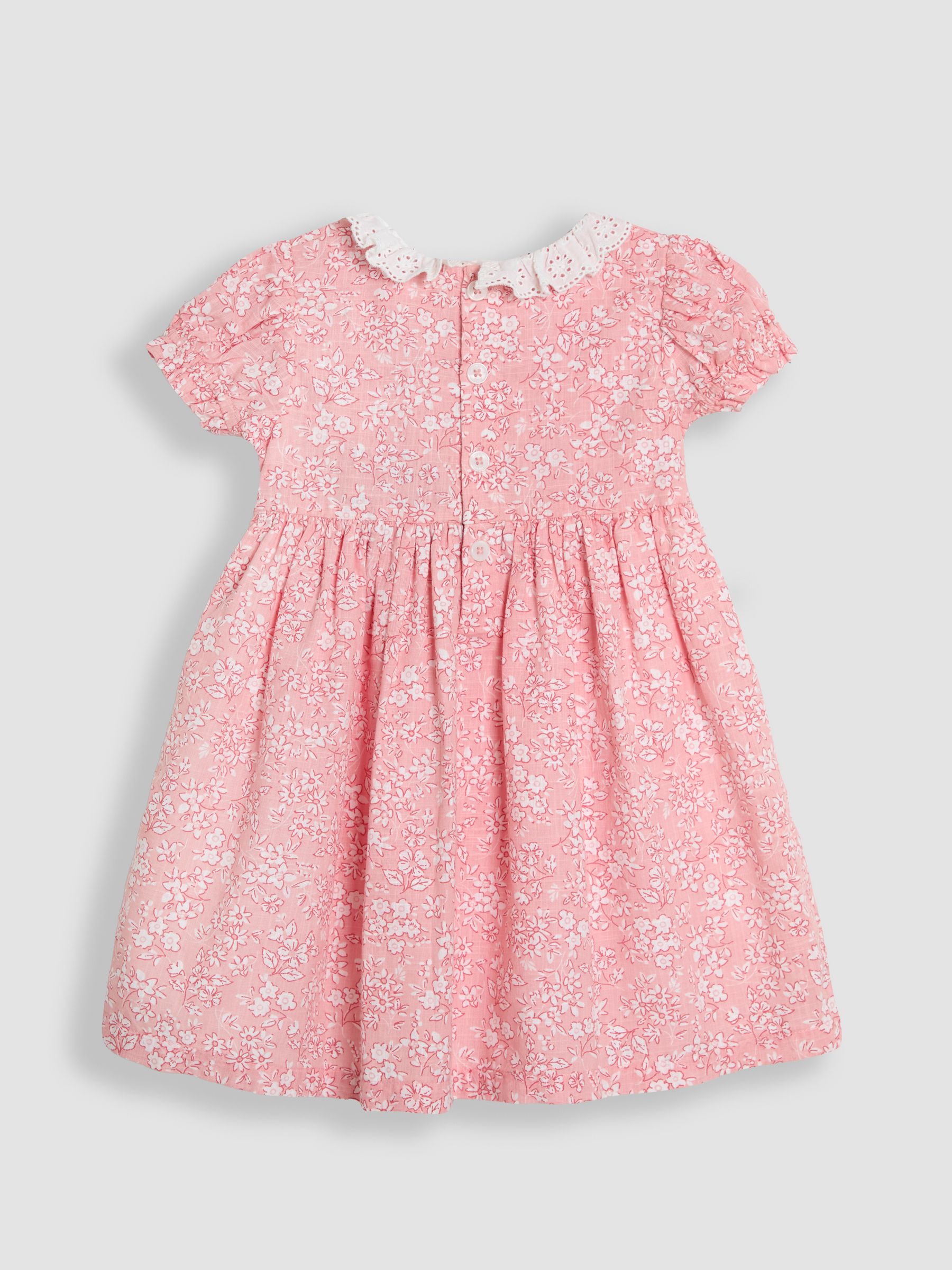 Pink Garden Floral Smocked Woven 100% Cotton Dress - Image 2 of 4