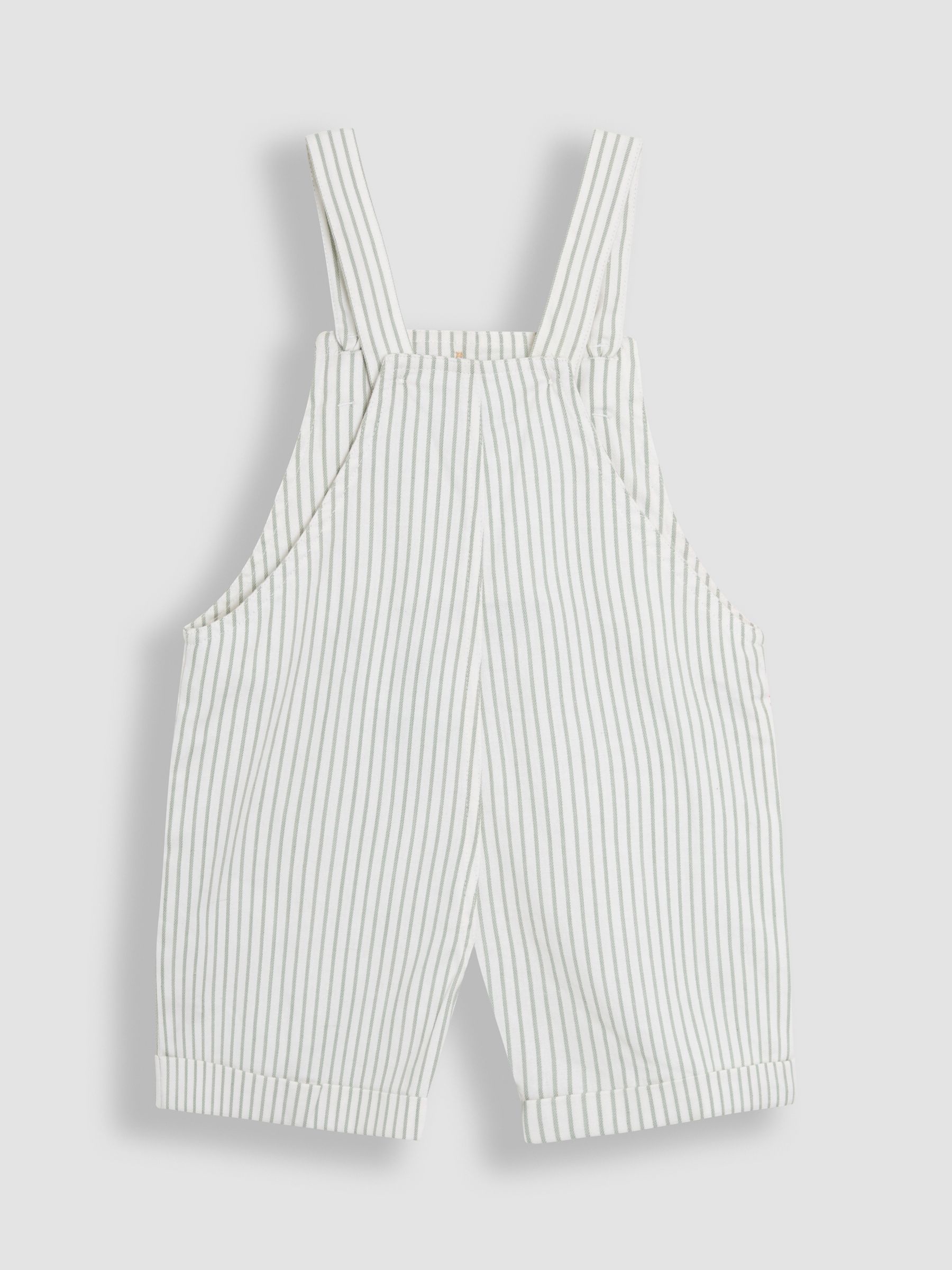 Green Floral 100% Cotton Embroidered Stripe Dungarees - Image 2 of 3