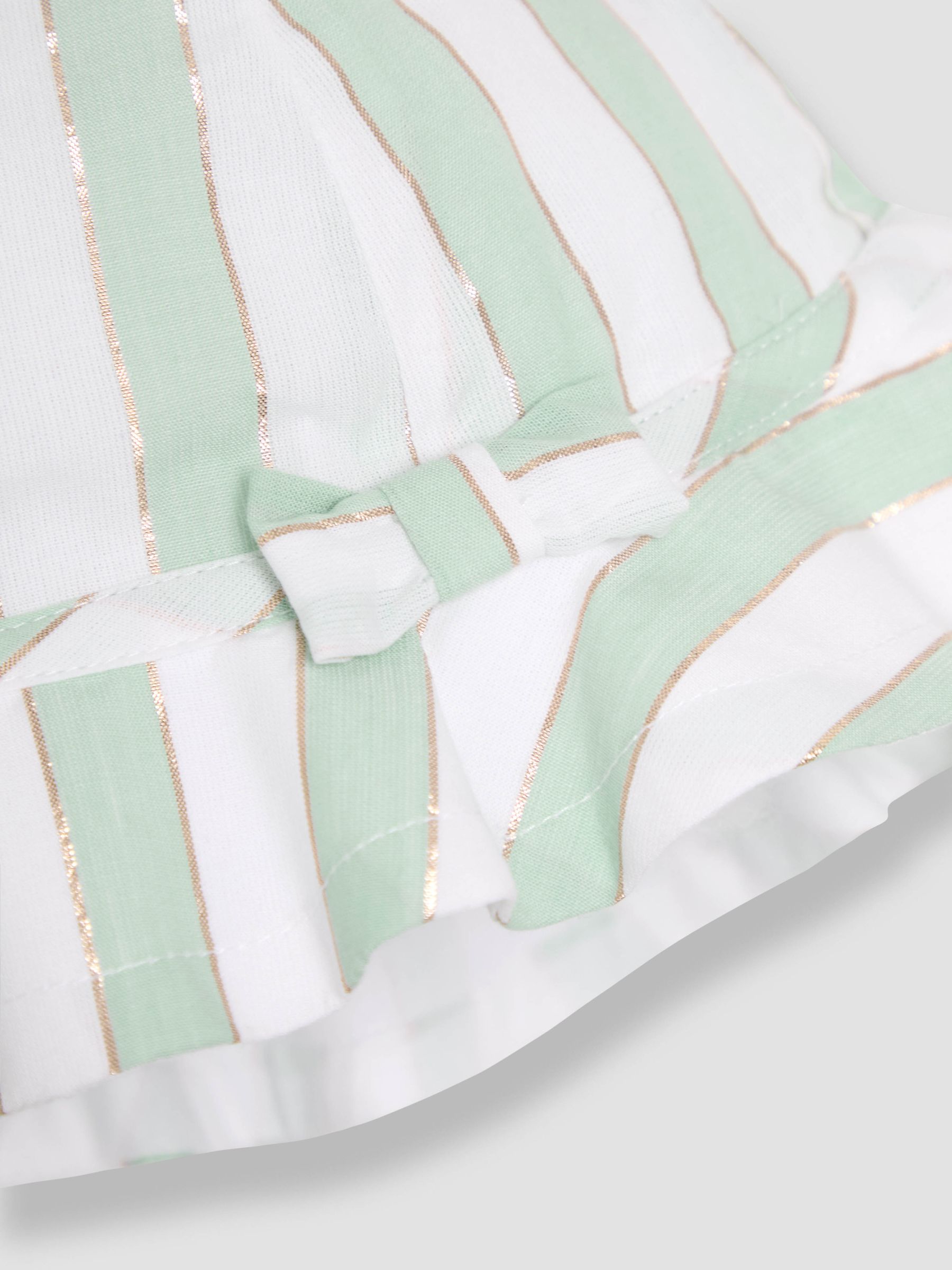 Aqua Green Ice Cream Embroidered 3-Piece Frill Shoulder Baby Dress, Knicker & Hat Set - Image 6 of 7