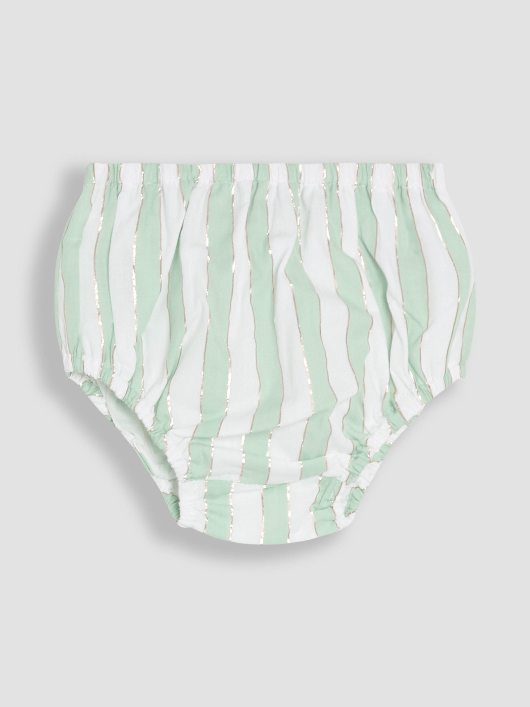 Aqua Green Ice Cream Embroidered 3-Piece Frill Shoulder Baby Dress, Knicker & Hat Set - Image 7 of 7
